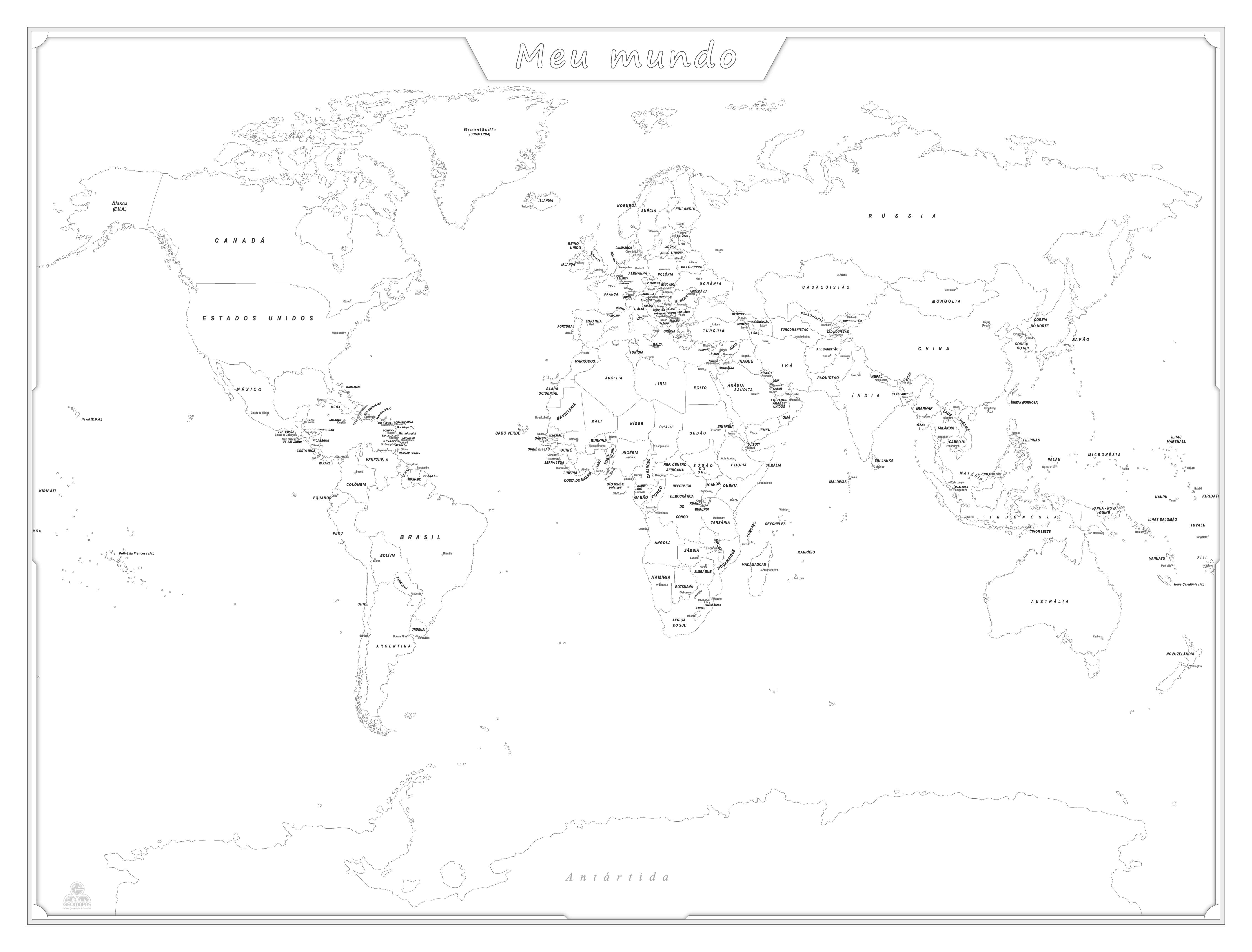 Ref. 150 Mapa-Múndi Meu Mundo - para colorir - Formato 1,20x0,90cm