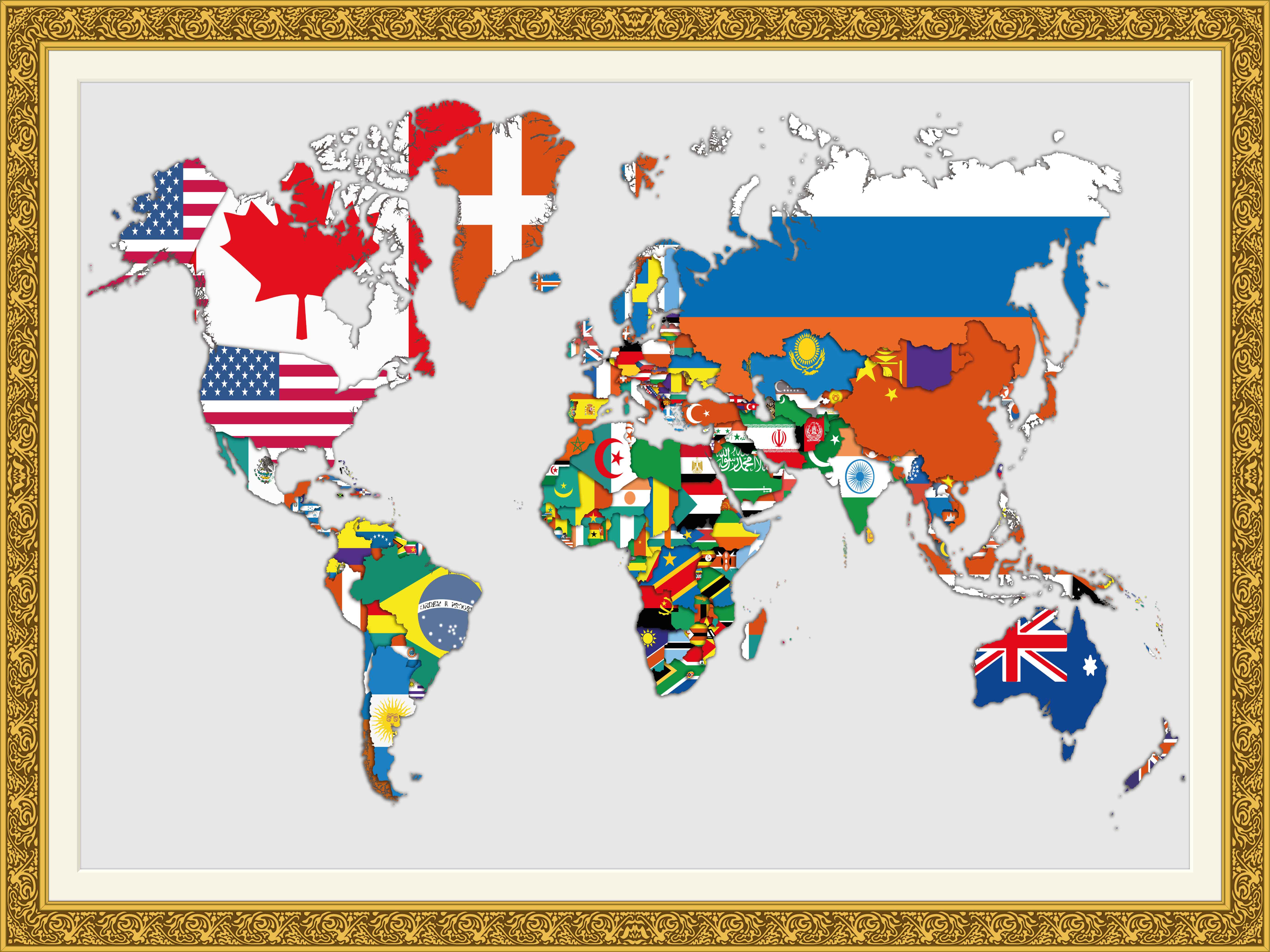 Ref. 152 Mapa-Múndi Flags - Formato 1,20x0,90m