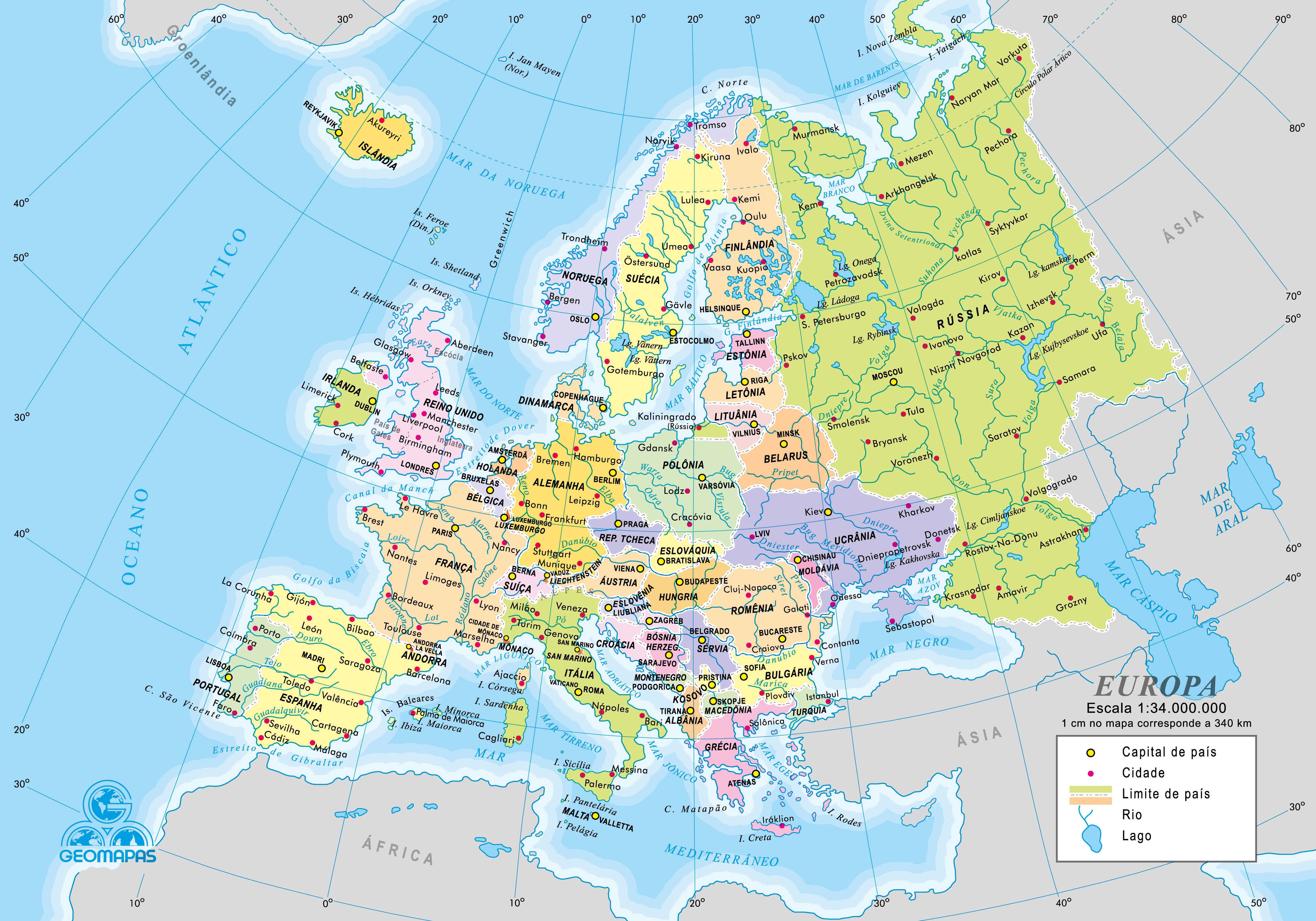 Ref. 031-61 Mapa da Europa Político - Formato 0,20x0,14m