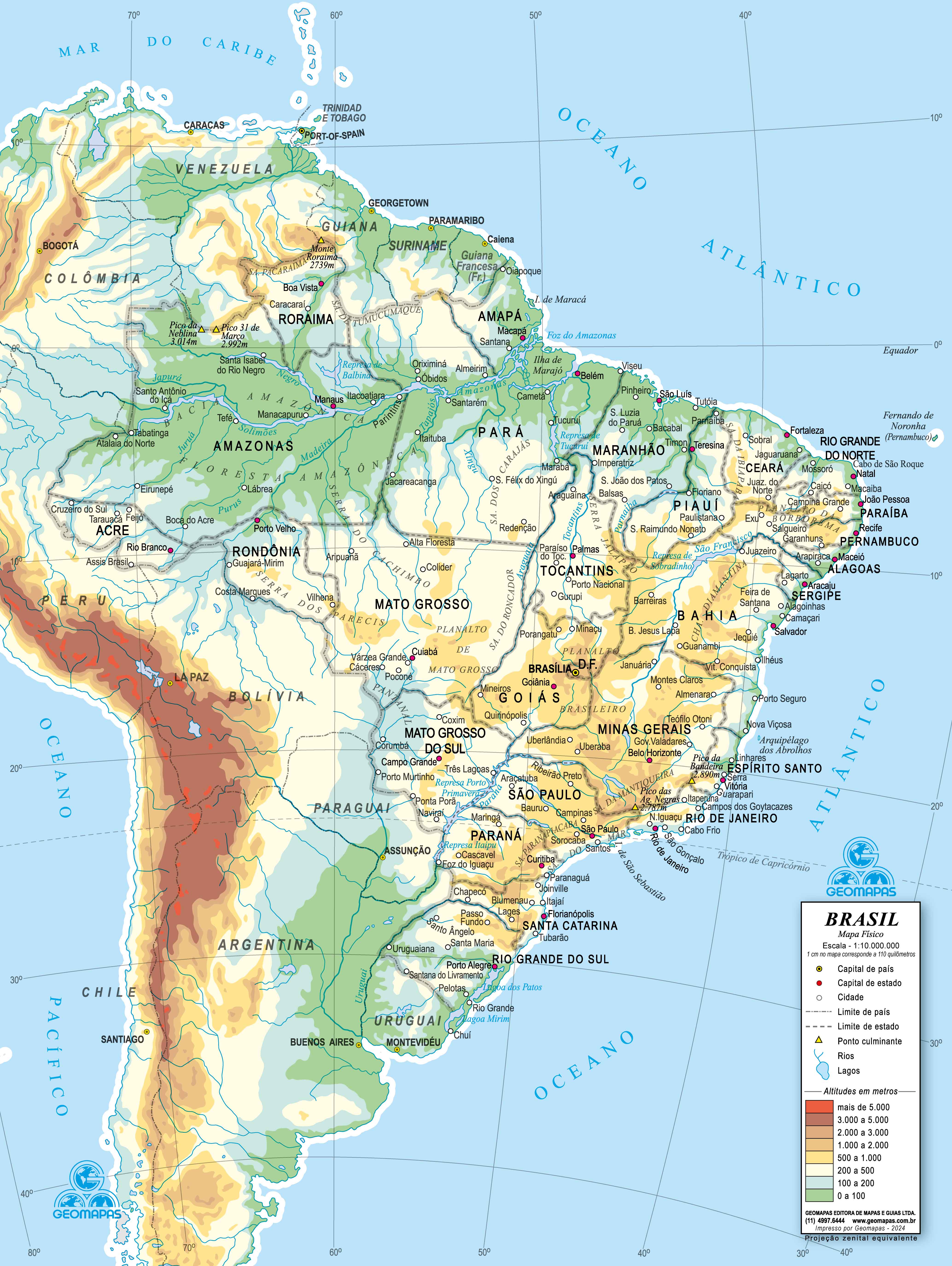 Ref. 032-61 Mapa do Brasil Físico - Formato 0,297x0,395