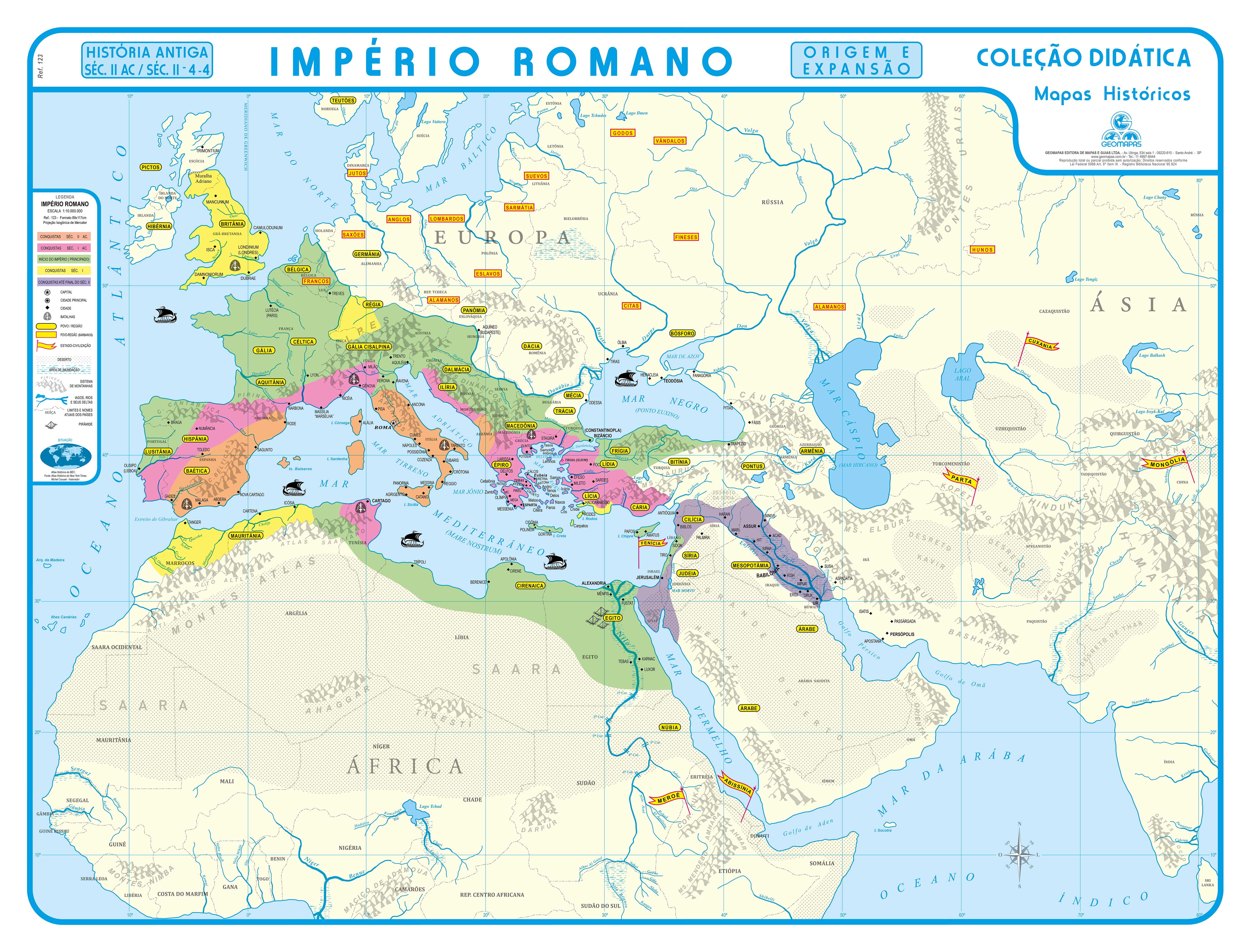 Ref. 123  Mapa do Império Romano - Formato 1,20x0,90m