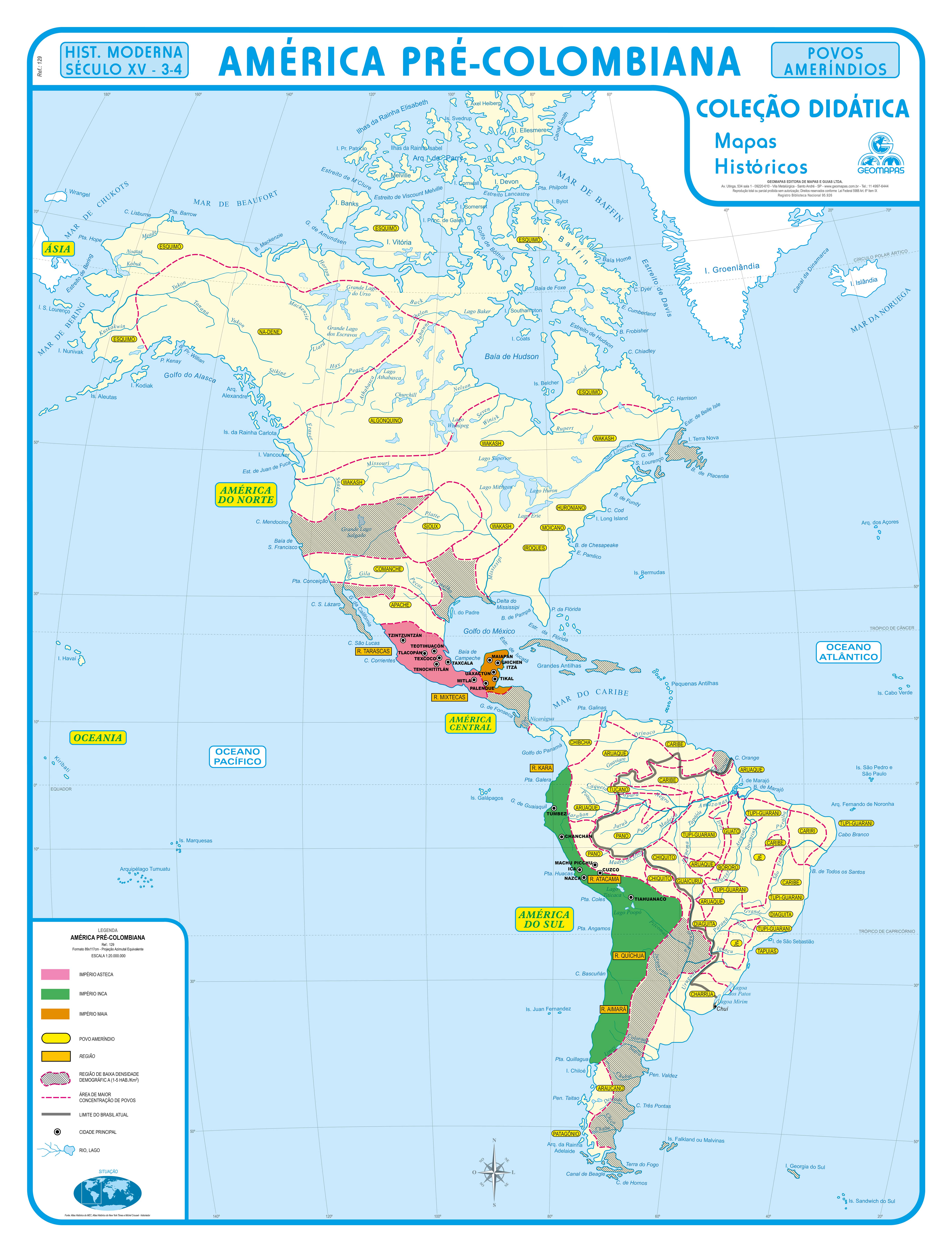 Ref. 129   Mapa da América Pré-Colombiana - Formato: 0,90x1,20m