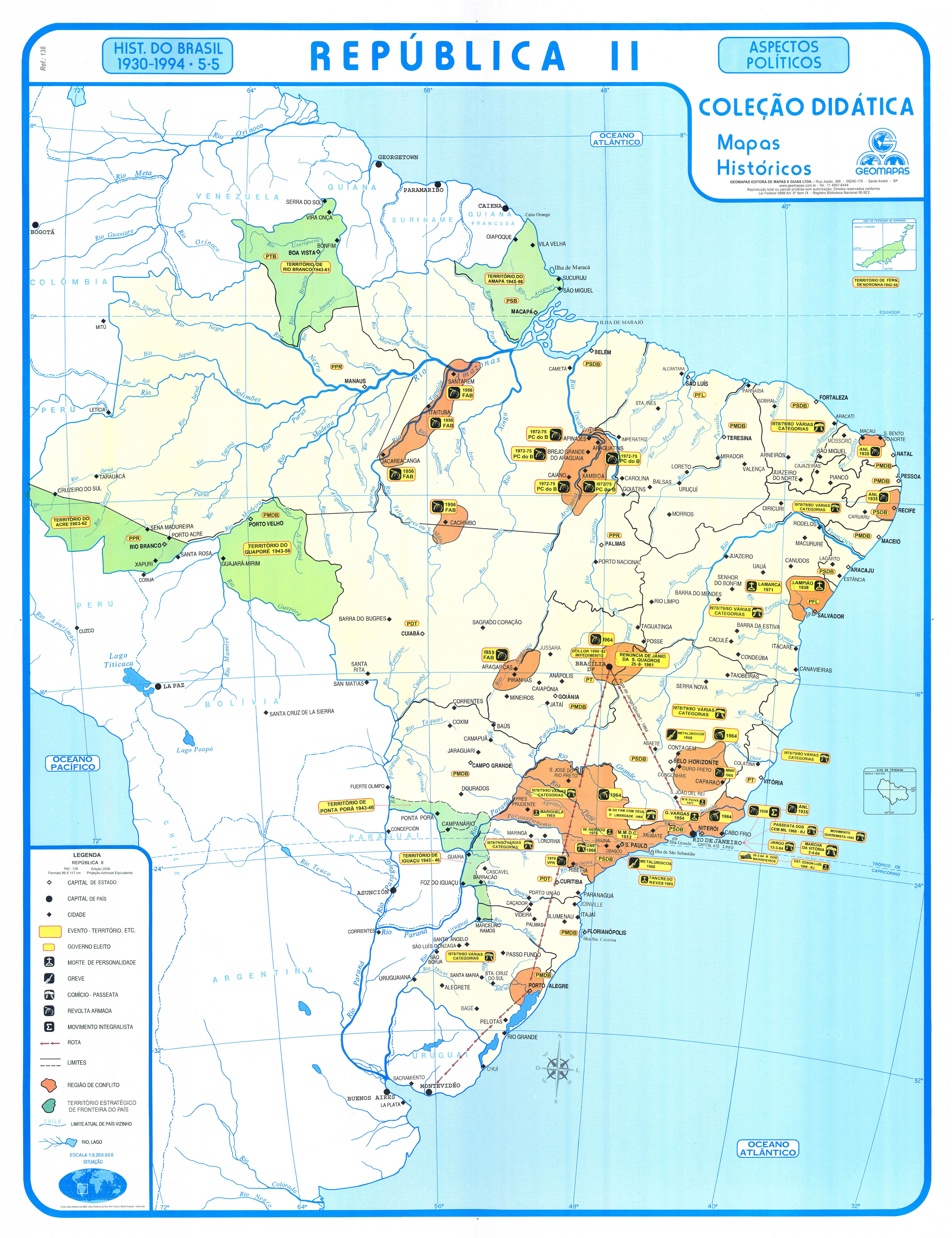 Ref. 138  Mapa do Brasil República II - Formato 0,90x1,20m