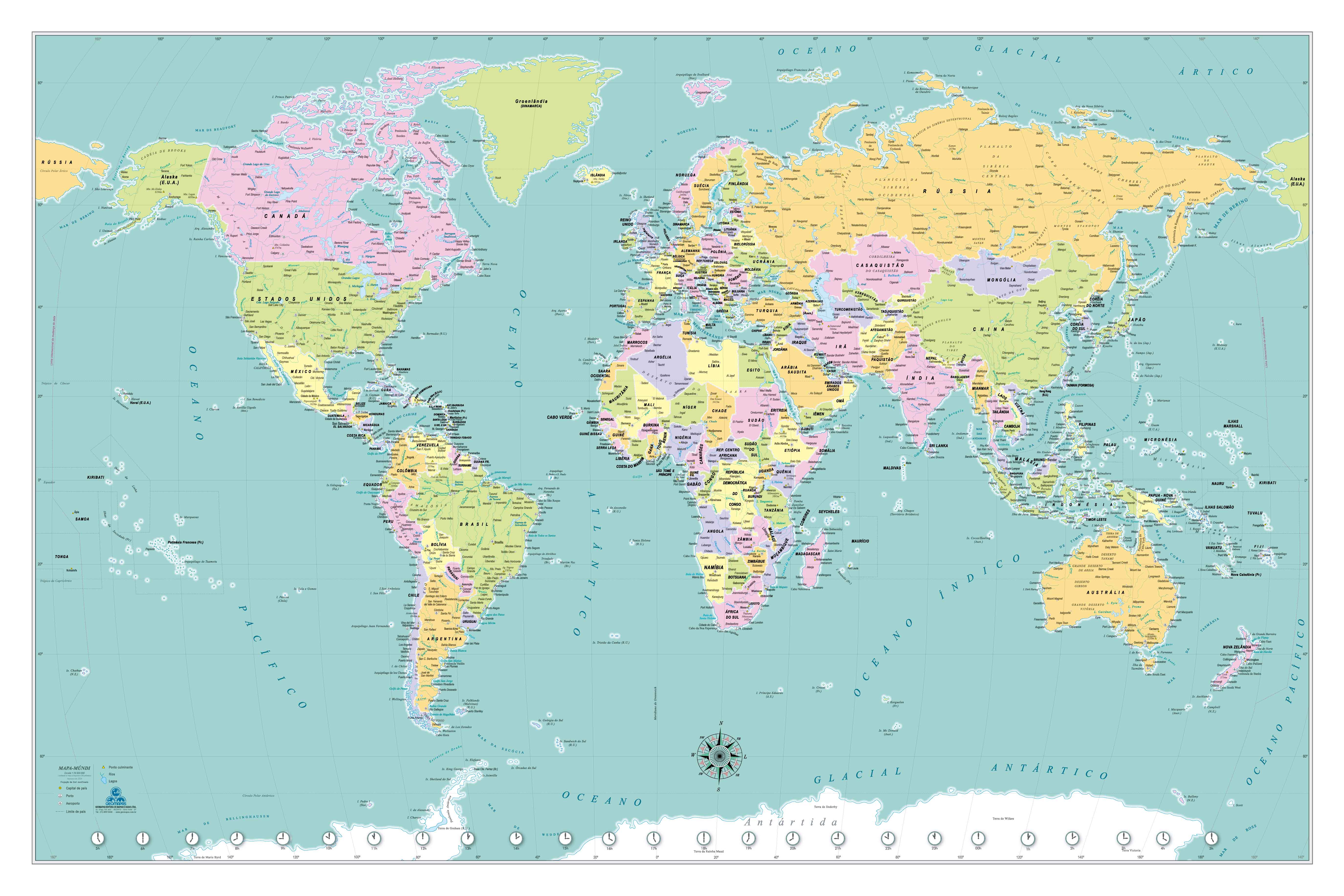 Ref. 156  Mapa-Múndi Verde Mar - Formato: 1.50x1.00m