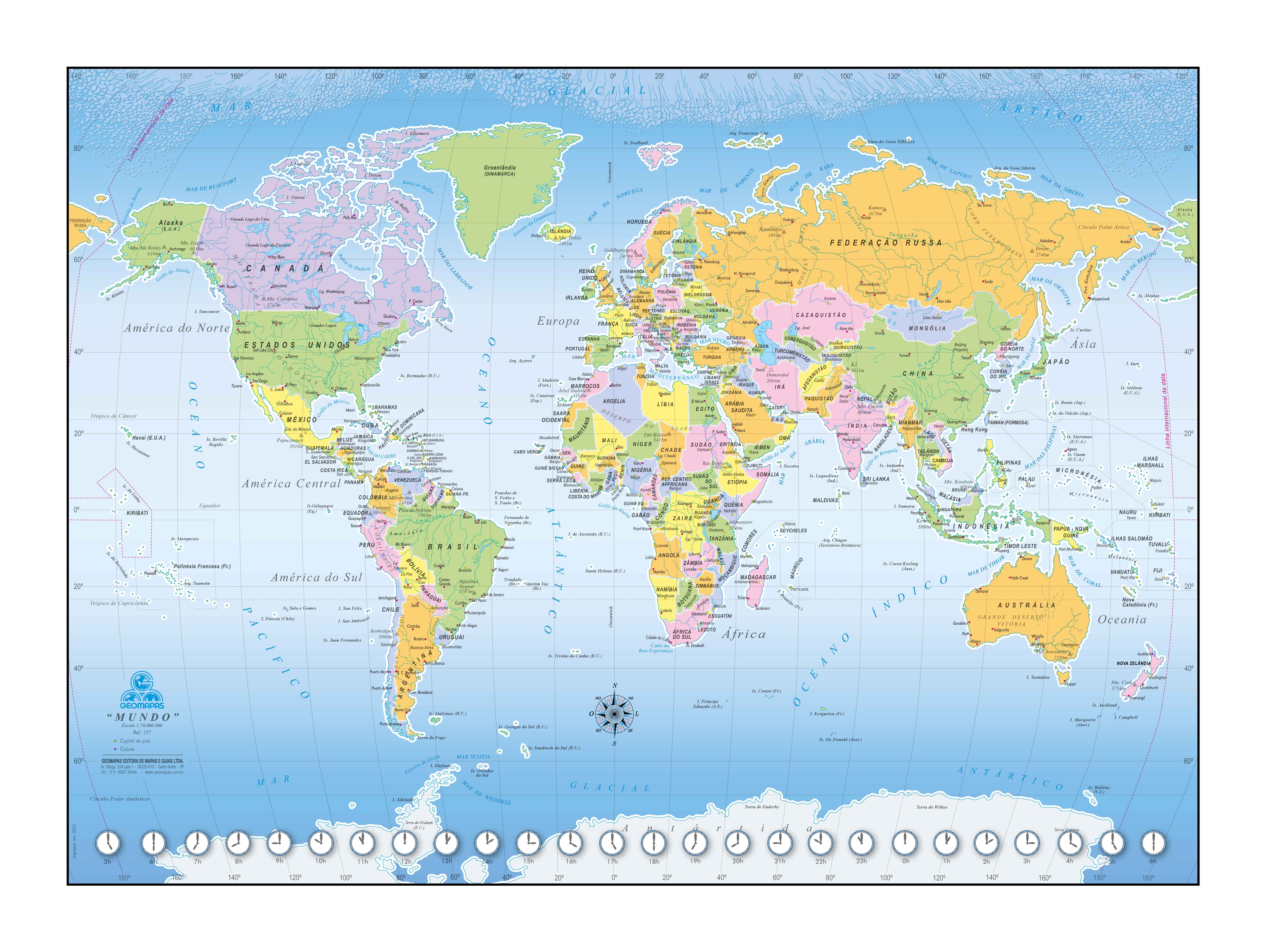 Ref. 157 Mapa-Múndi Mundo - Formato 0.66x0.50m