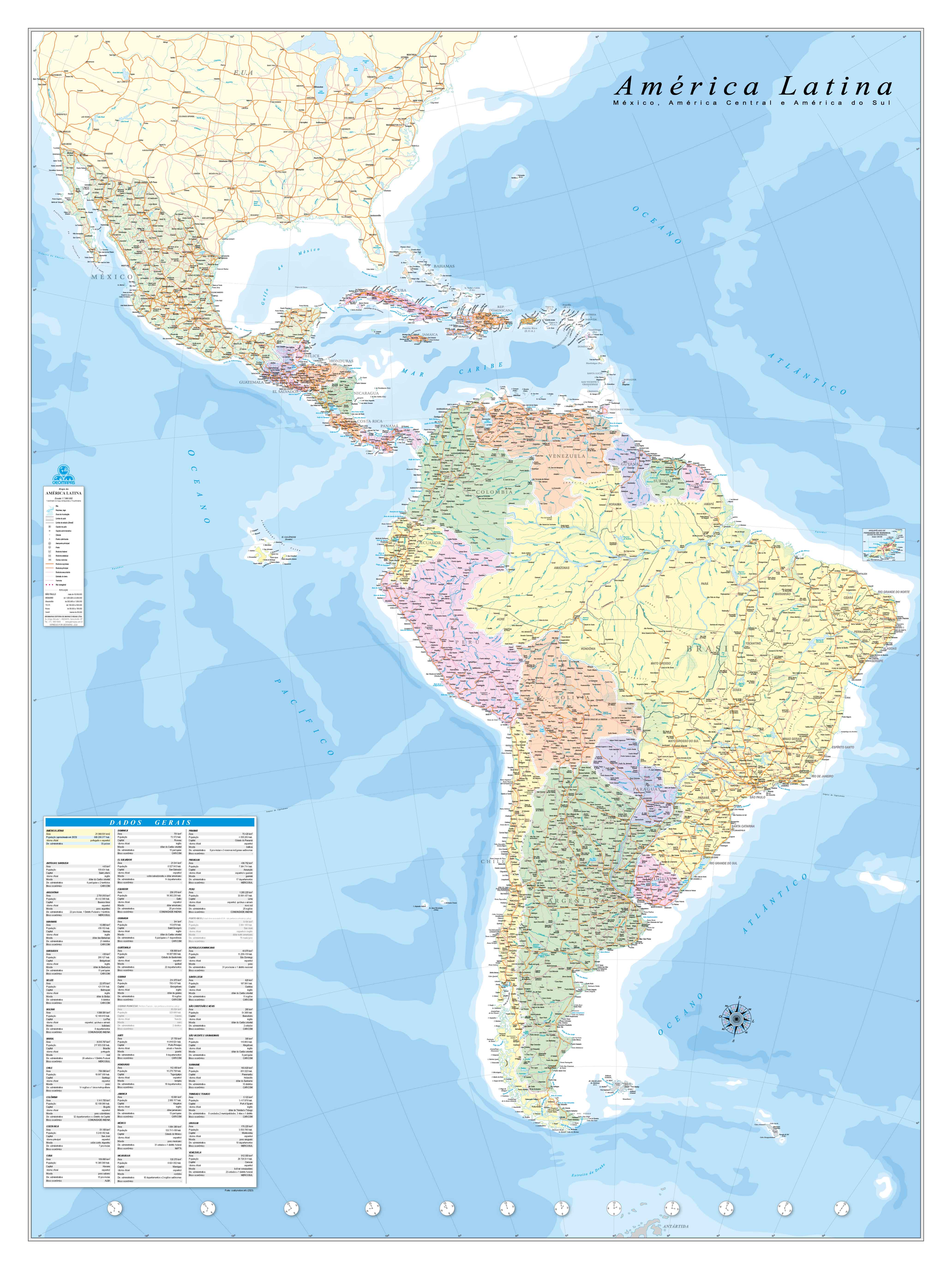 Ref. 171 Mapa da América Latina    Formato 1.20x1.60m