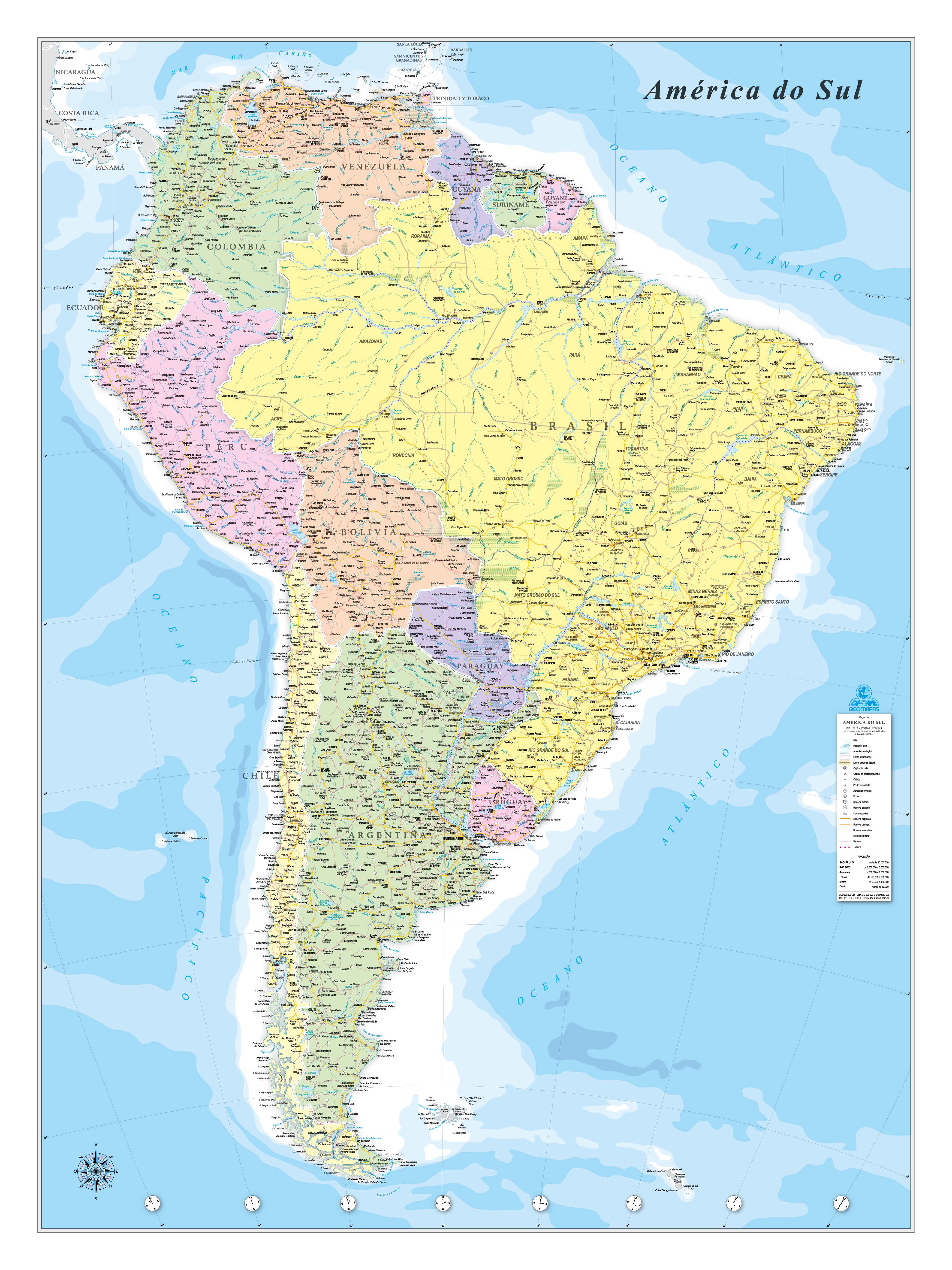 Ref. 176  Mapa da América do Sul - Formato 0.90x1.20m