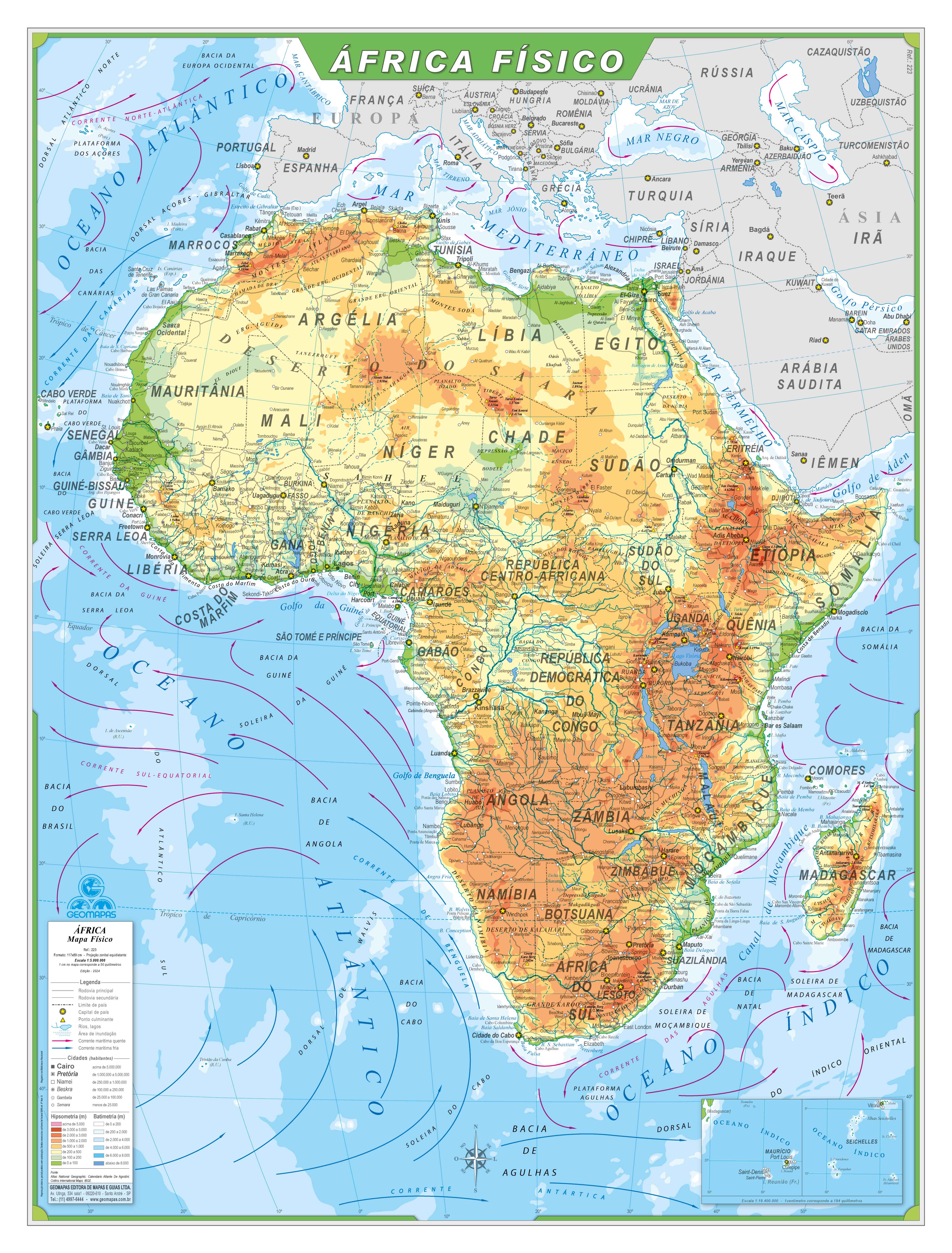 Ref. 223   Mapa África Físico - Formato 0.90x1.20m