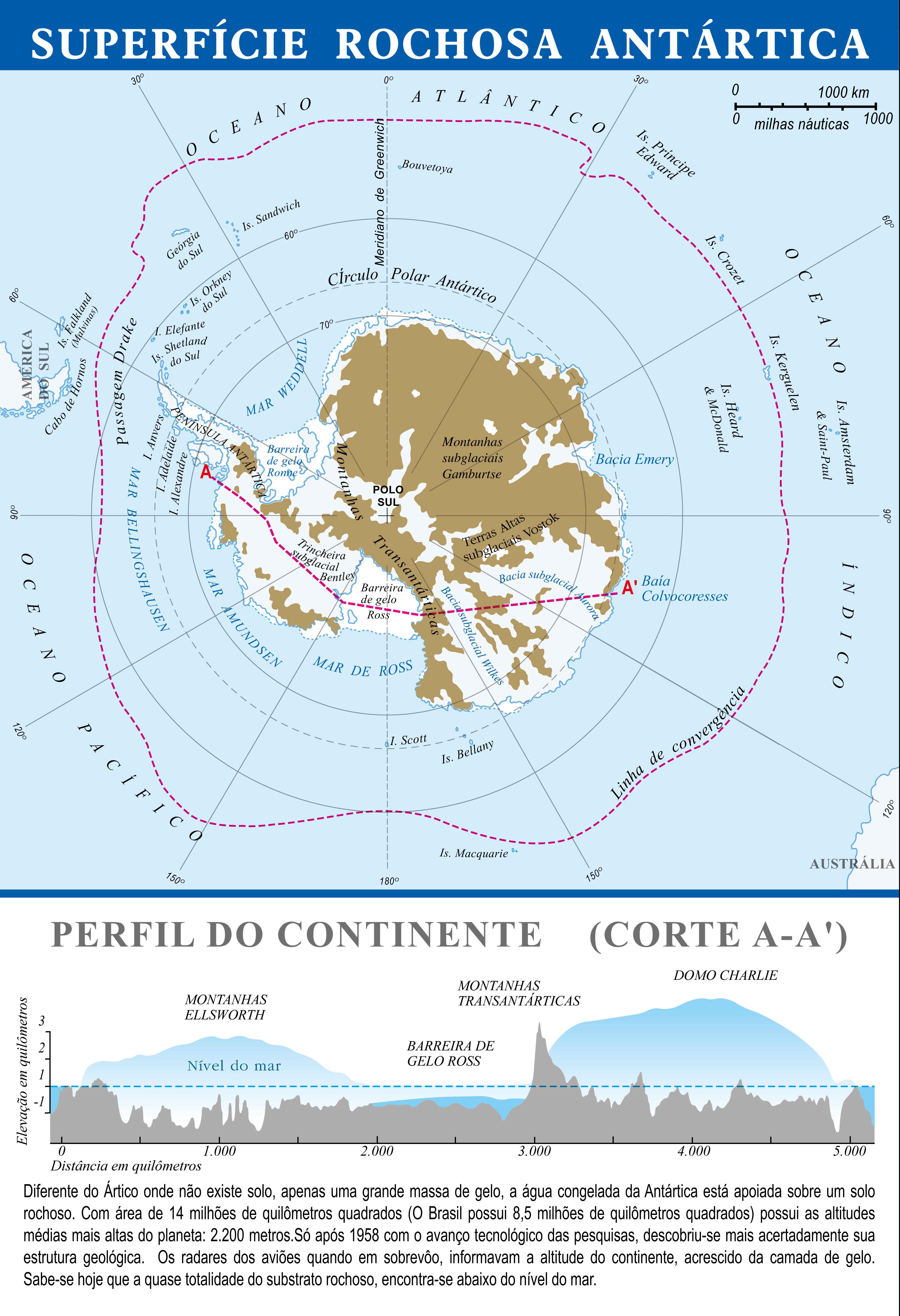 Ref.: 032-61 Mapa da Antártida-Verso - Formato 0,26x0,19m