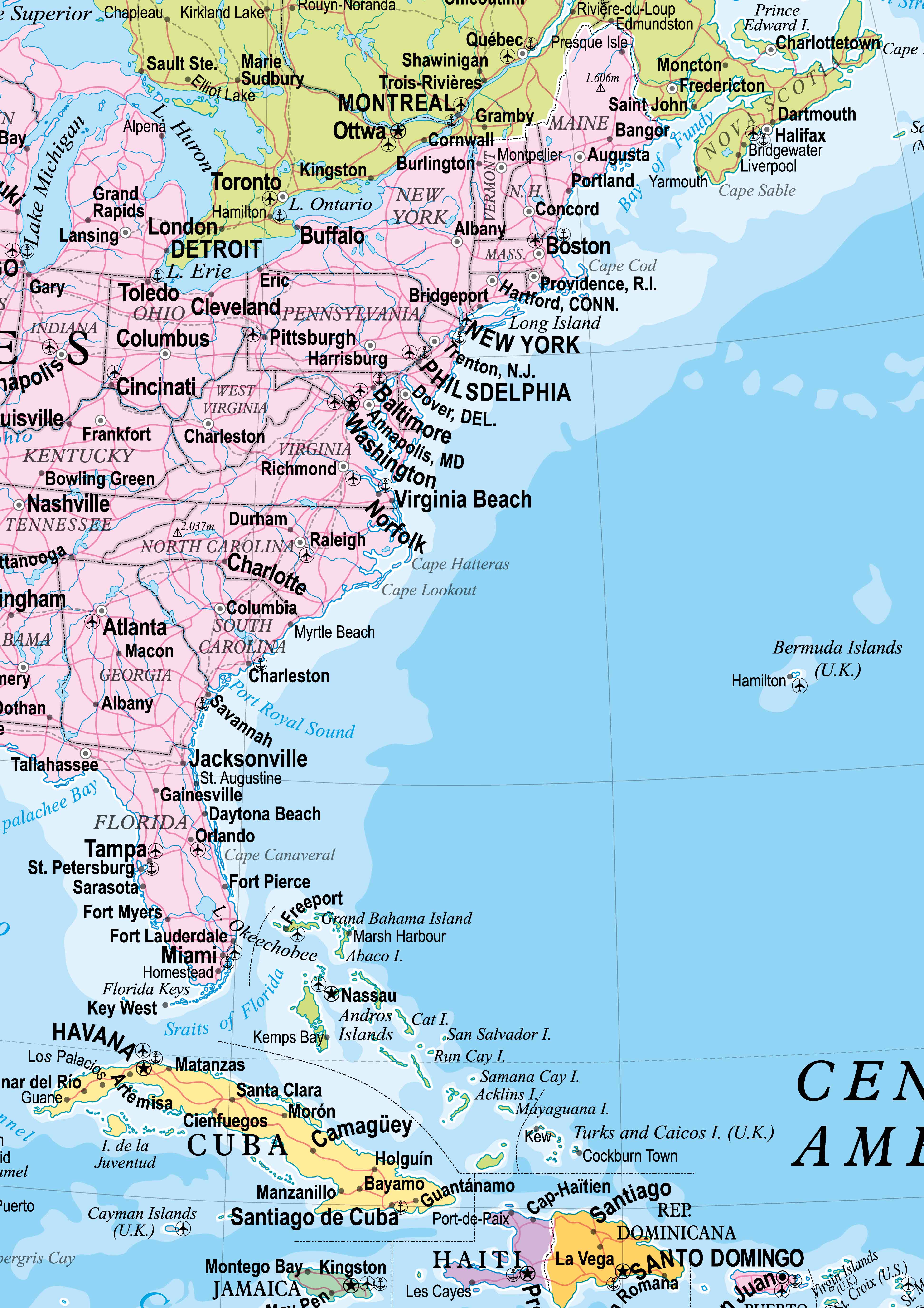 Ref. 232  Mapa The Americas Political - Formato 1.20x1.60m