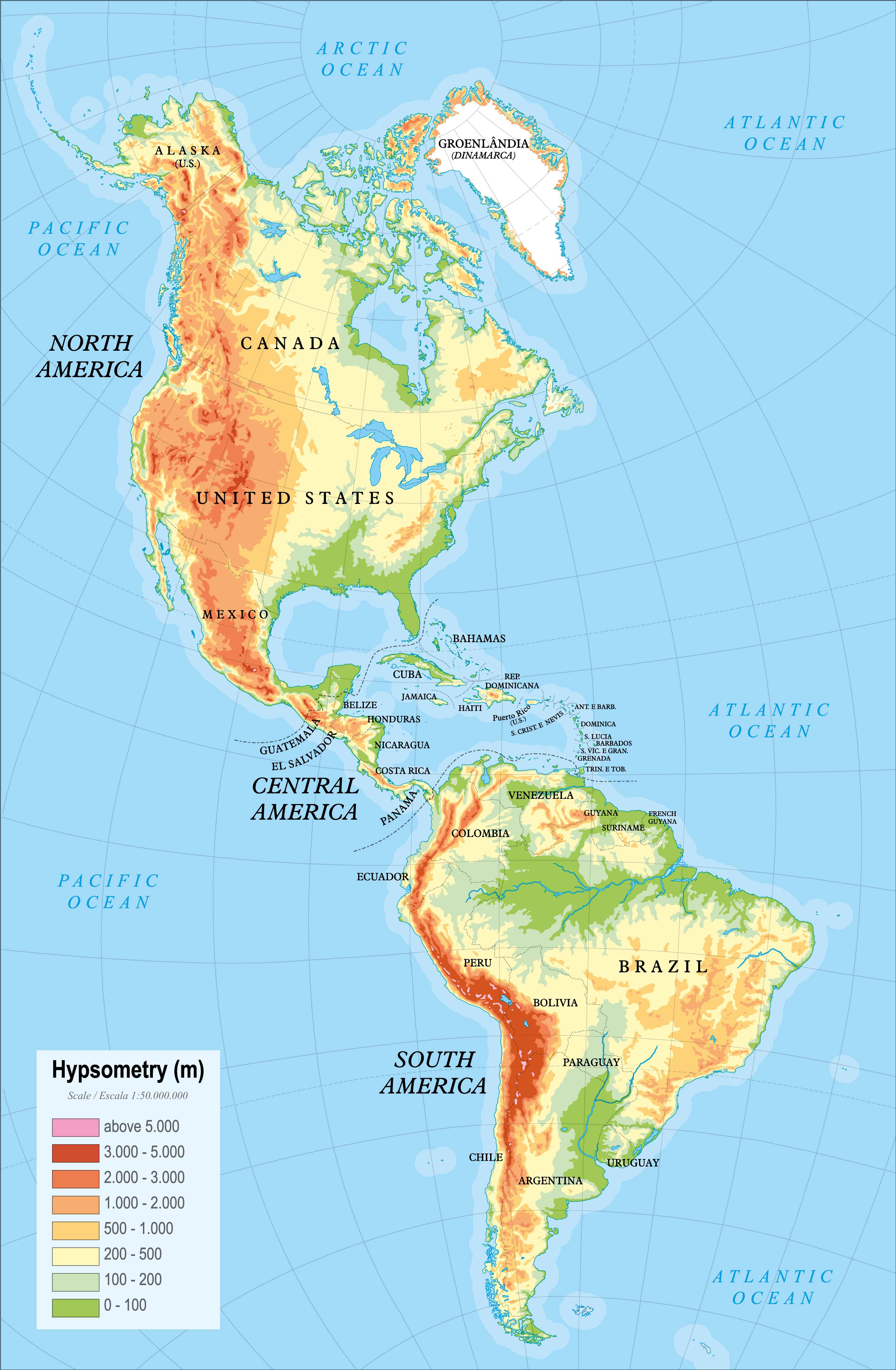 Ref. 232  Mapa The Americas Political - Formato 1.20x1.60m