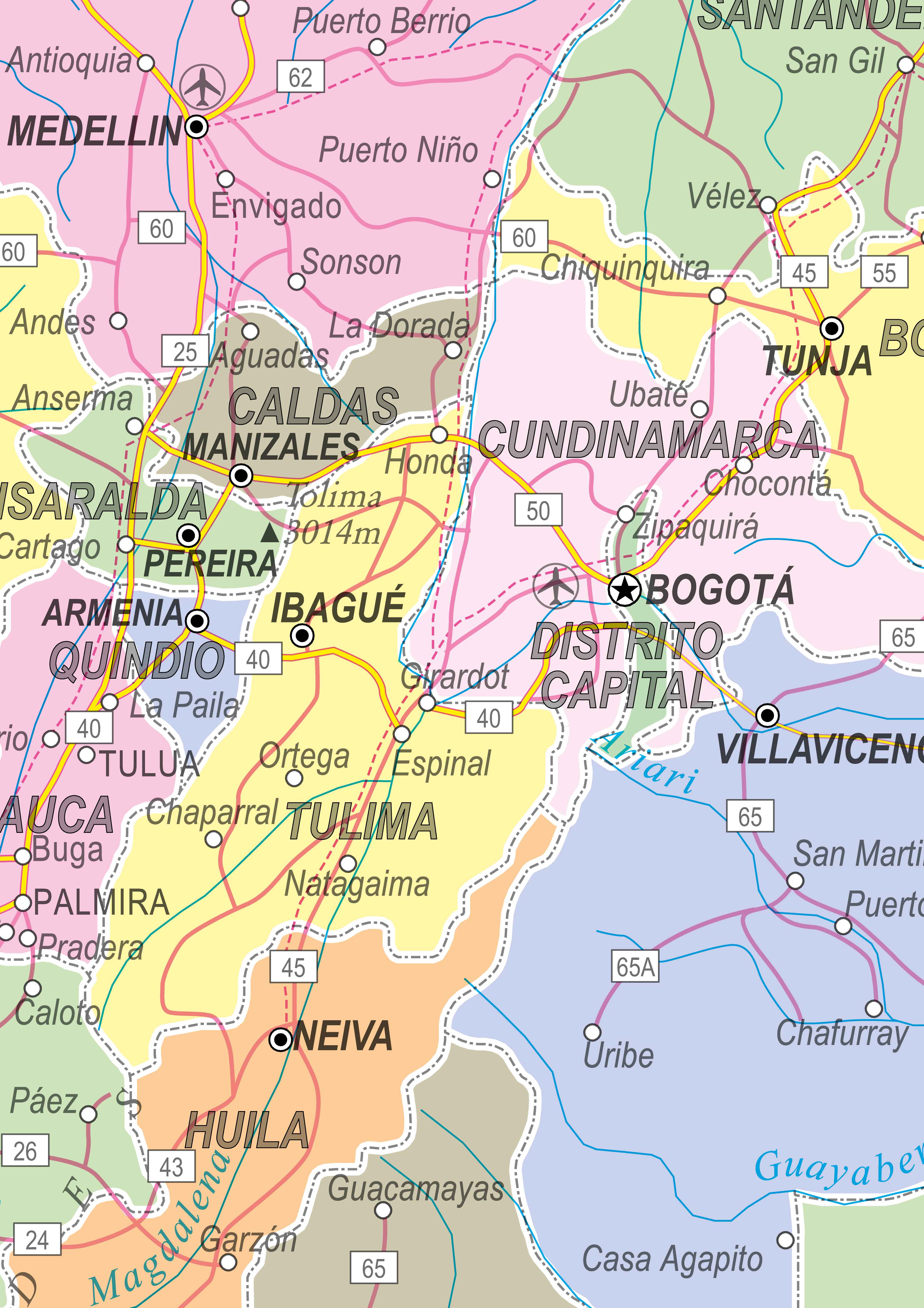 Ref. 237 Mapa da Colômbia Poí.e Rod. - Formato 0.90x1.20m