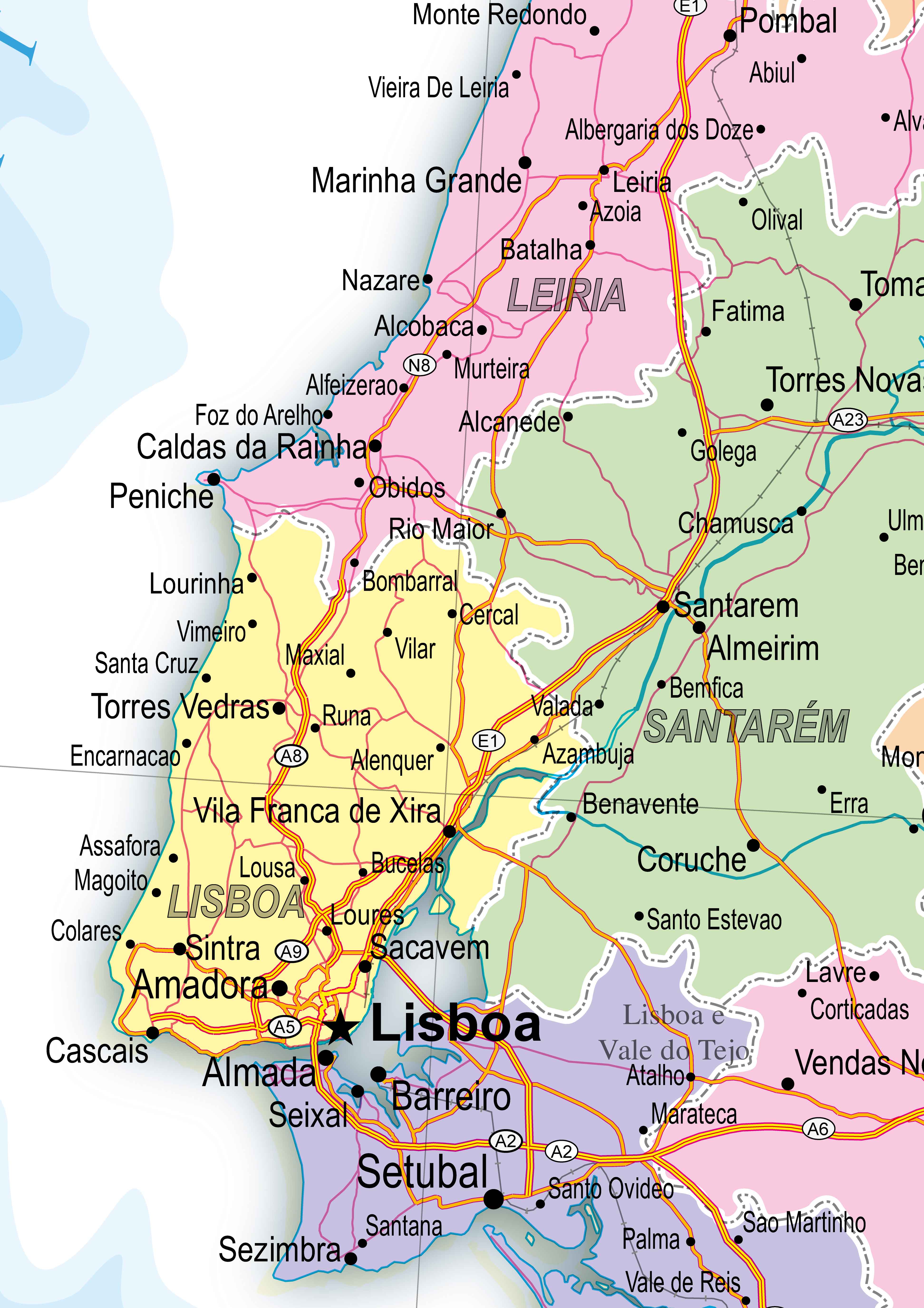 Ref. 242  Mapa de Portugal Pol; e Rod. - Formato 1.20x0.90m