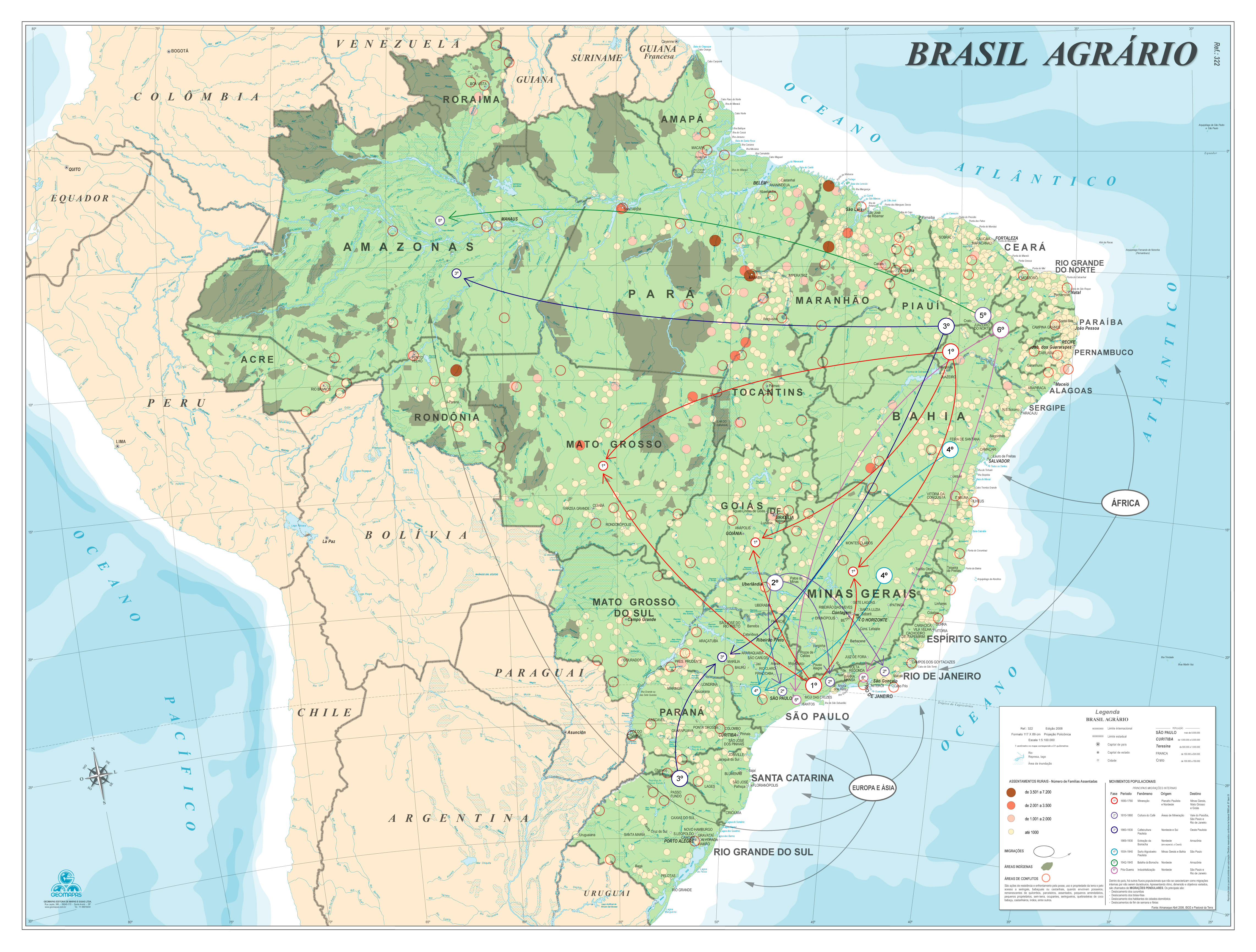 Ref. 322  Mapa do Brasil Agrário - Formato 1,20x0,90m