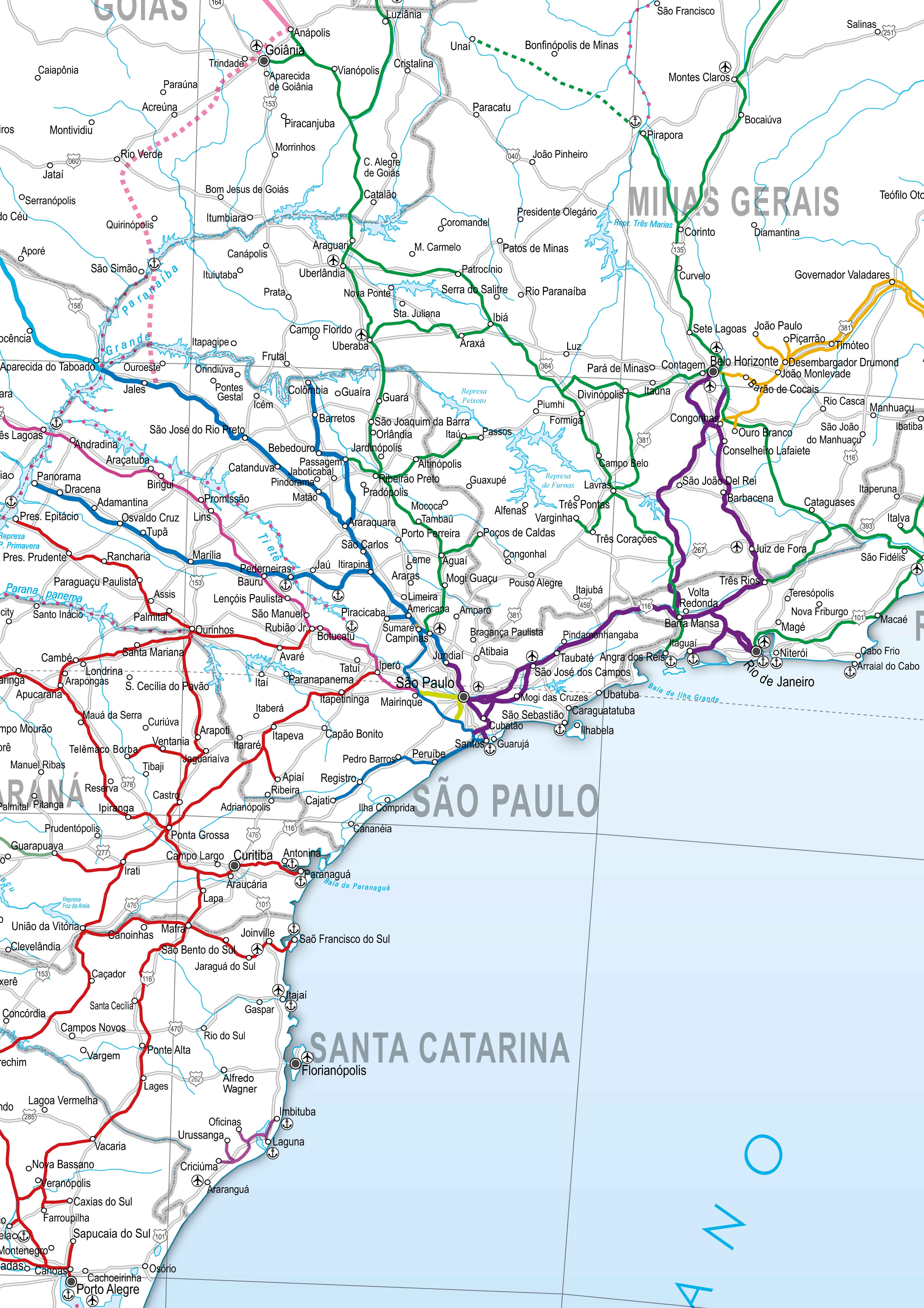 Ref. 324 Mapa do Brasil Ferrovias - Formato 0.90x1.20m