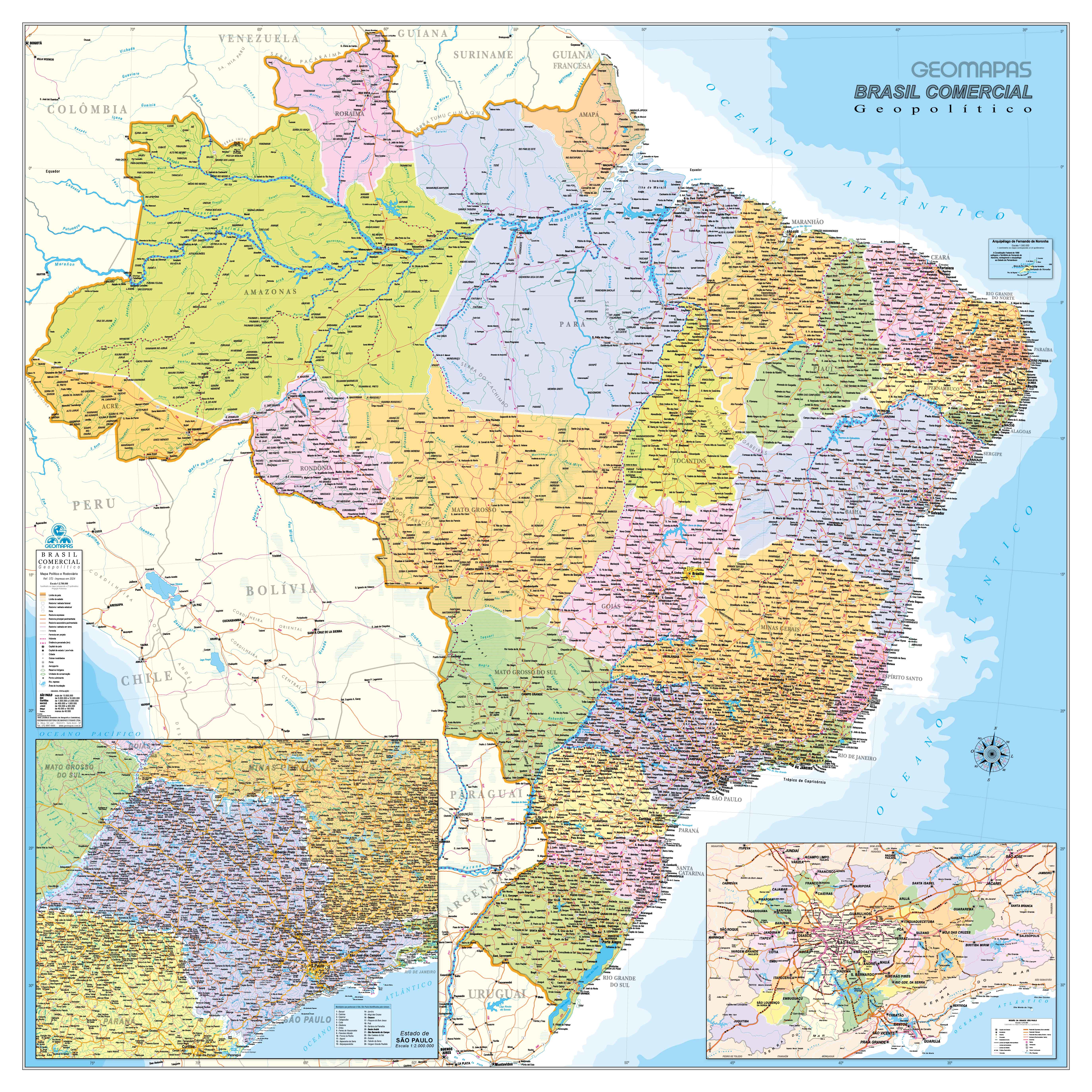 Ref. 372 Mapa do Brasil Comercial - Formato  2.00x2.00m