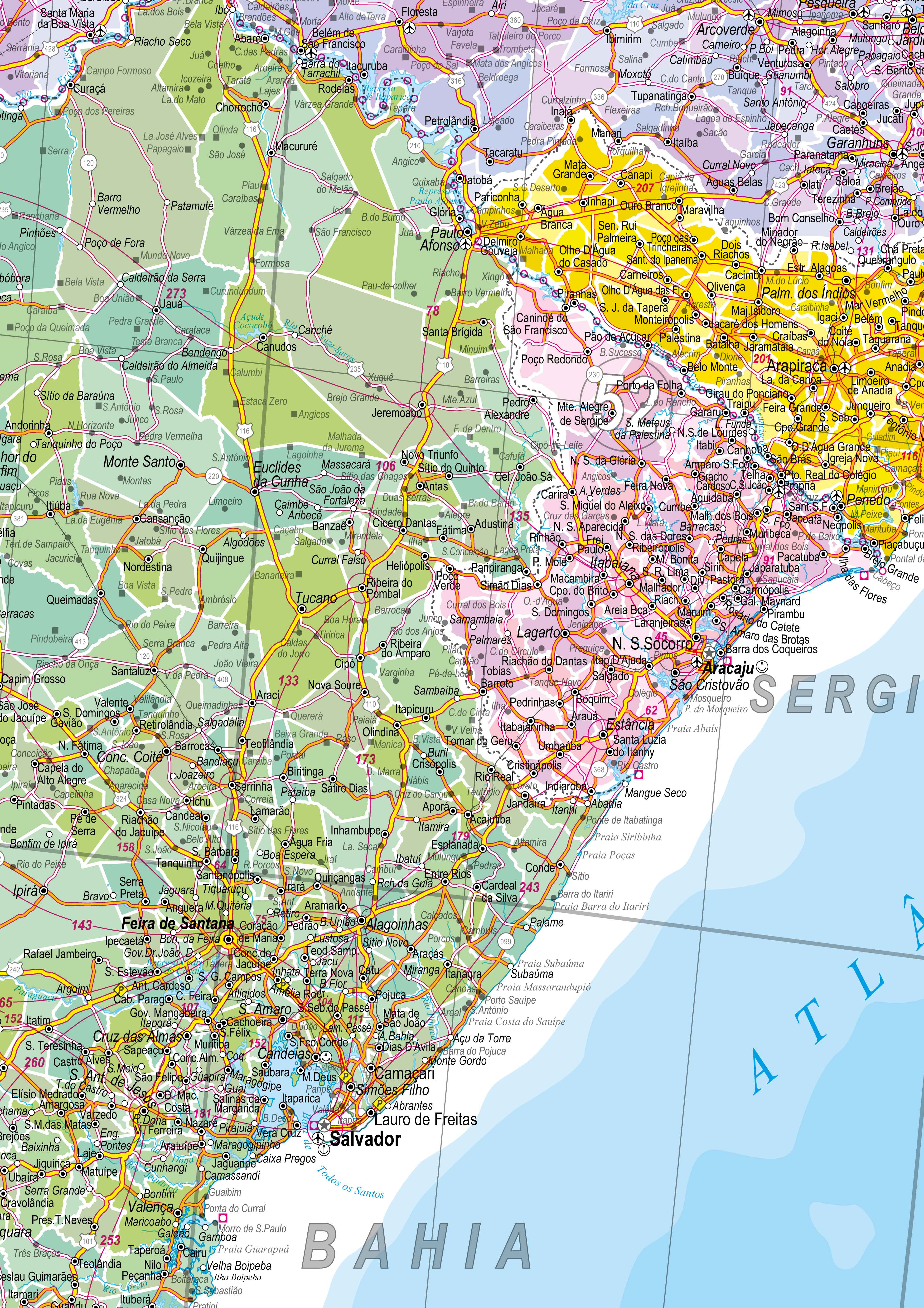 Ref. 411 Mapa da Região Nordeste do Brasil - Formato 0.90x1.20cm