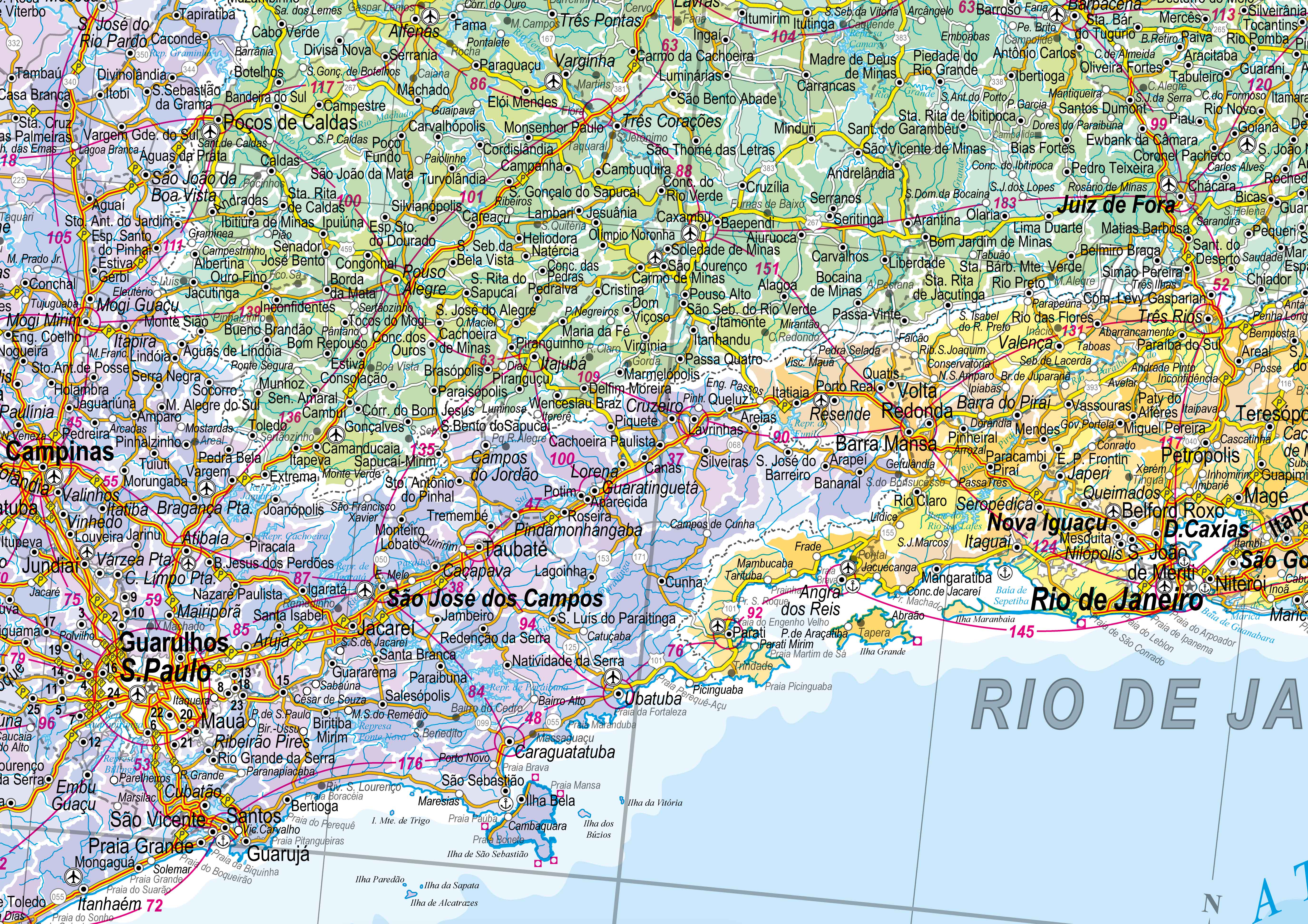 Ref. 413 Mapa da Região Sudeste do Brasil - Formato 1.20x0.90m