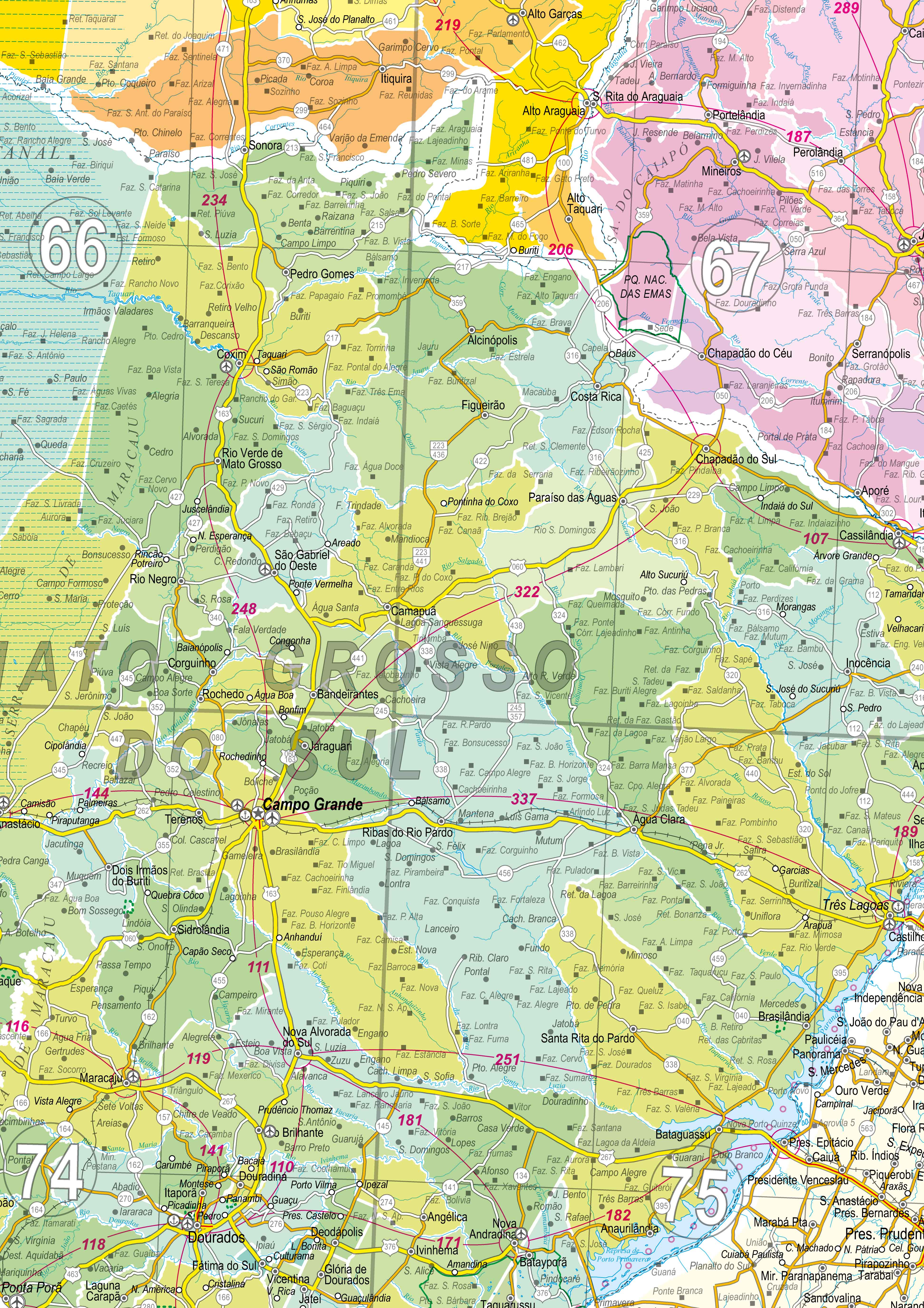 Ref. 414 Mapa da Região Centro-Oeste do Brasil - Formato: 0.90x1.20m