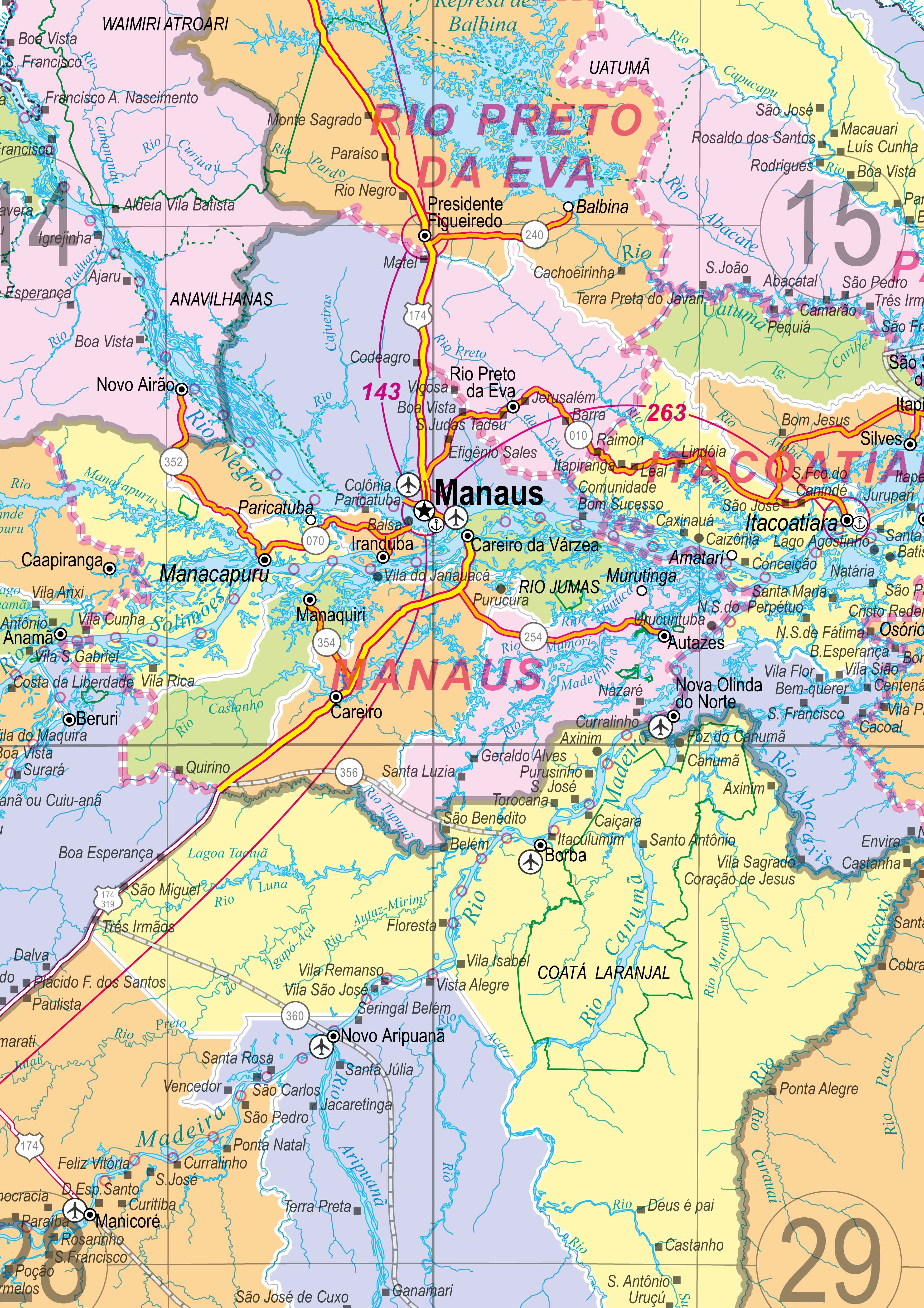 Ref. 525 Mapa do Estado do Amazonas Político e Rodoviário - Formato 1,20x0,90m