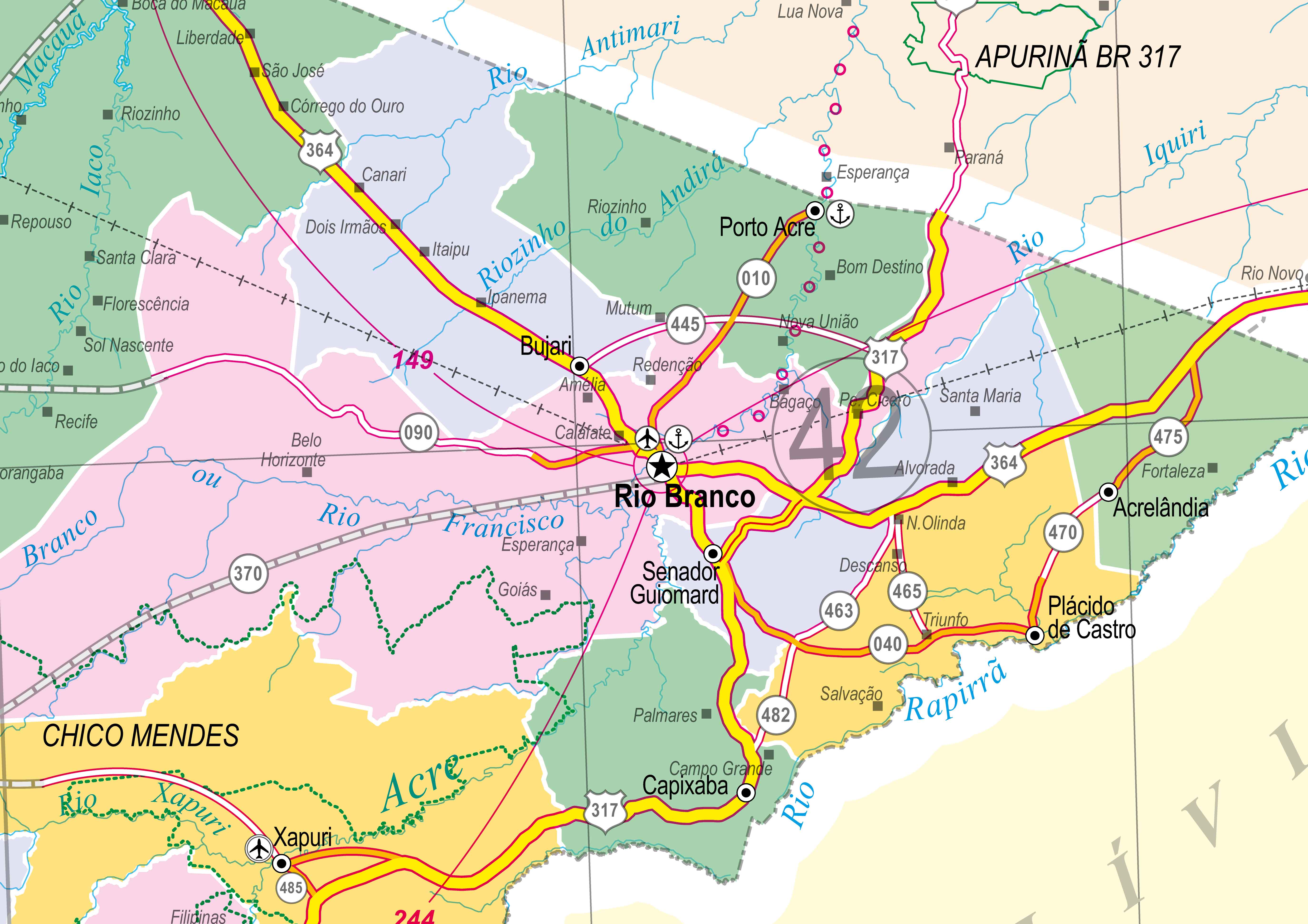 Ref. 527 Mapa do Estado do Acre Político e Rodoviário - Formato 1,20x0,90m