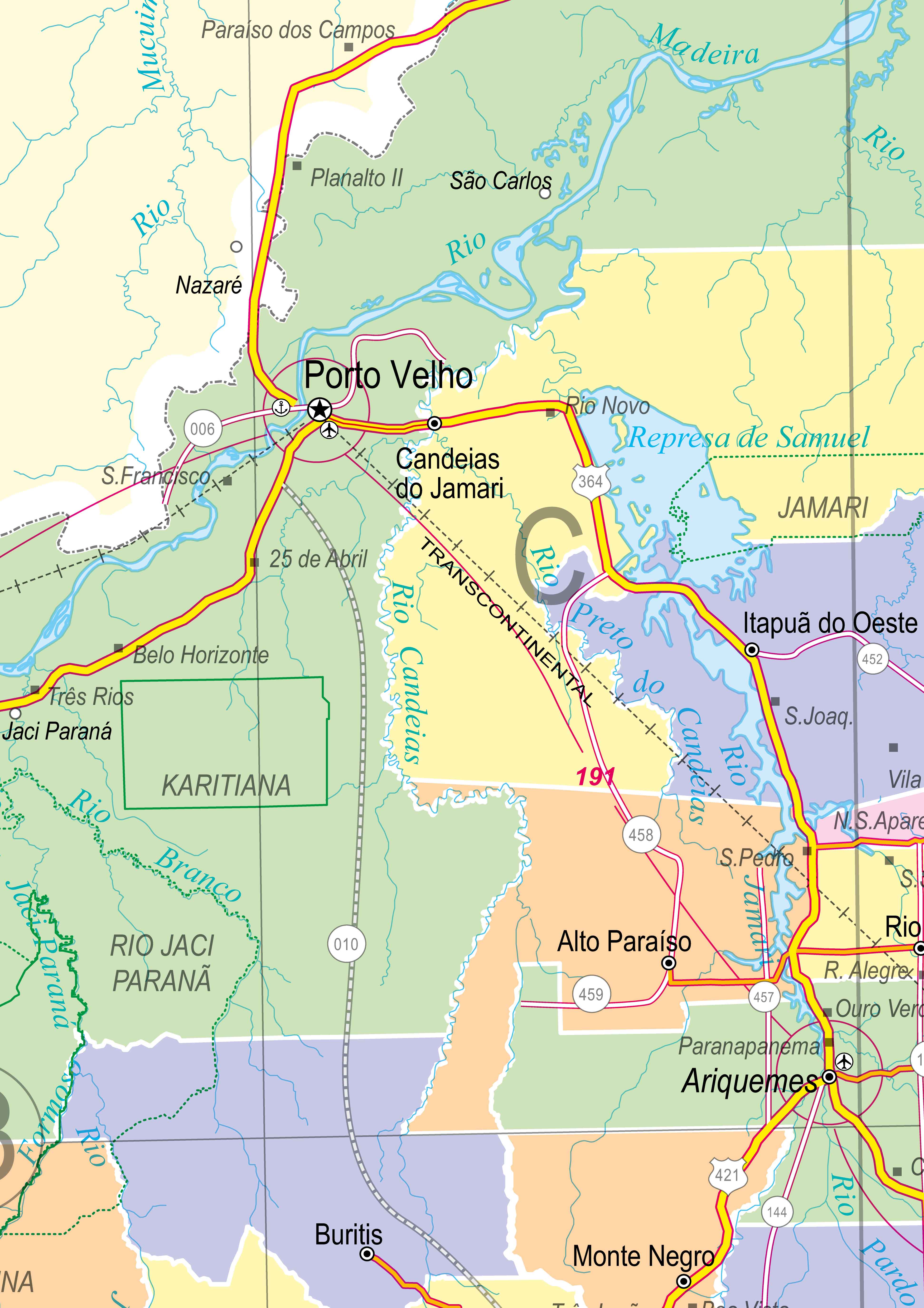 Ref. 528 Mapa do Estado de Rondônia Político e Rodoviário - Formato 1,20x0,90m