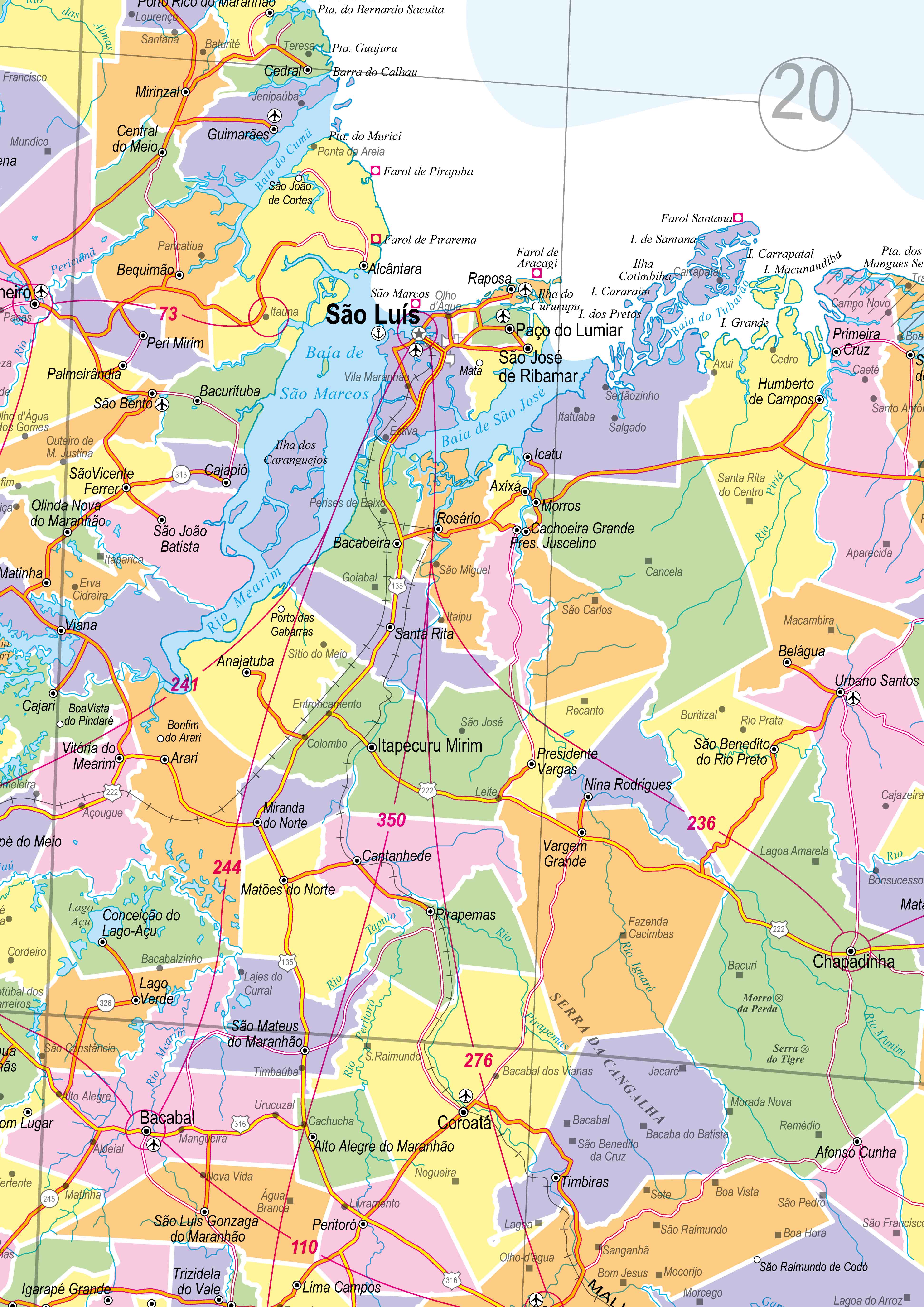 Ref. 529 Mapa do Estado do Maranhão Político e Rodoviário - Formato 0,90x1,20m