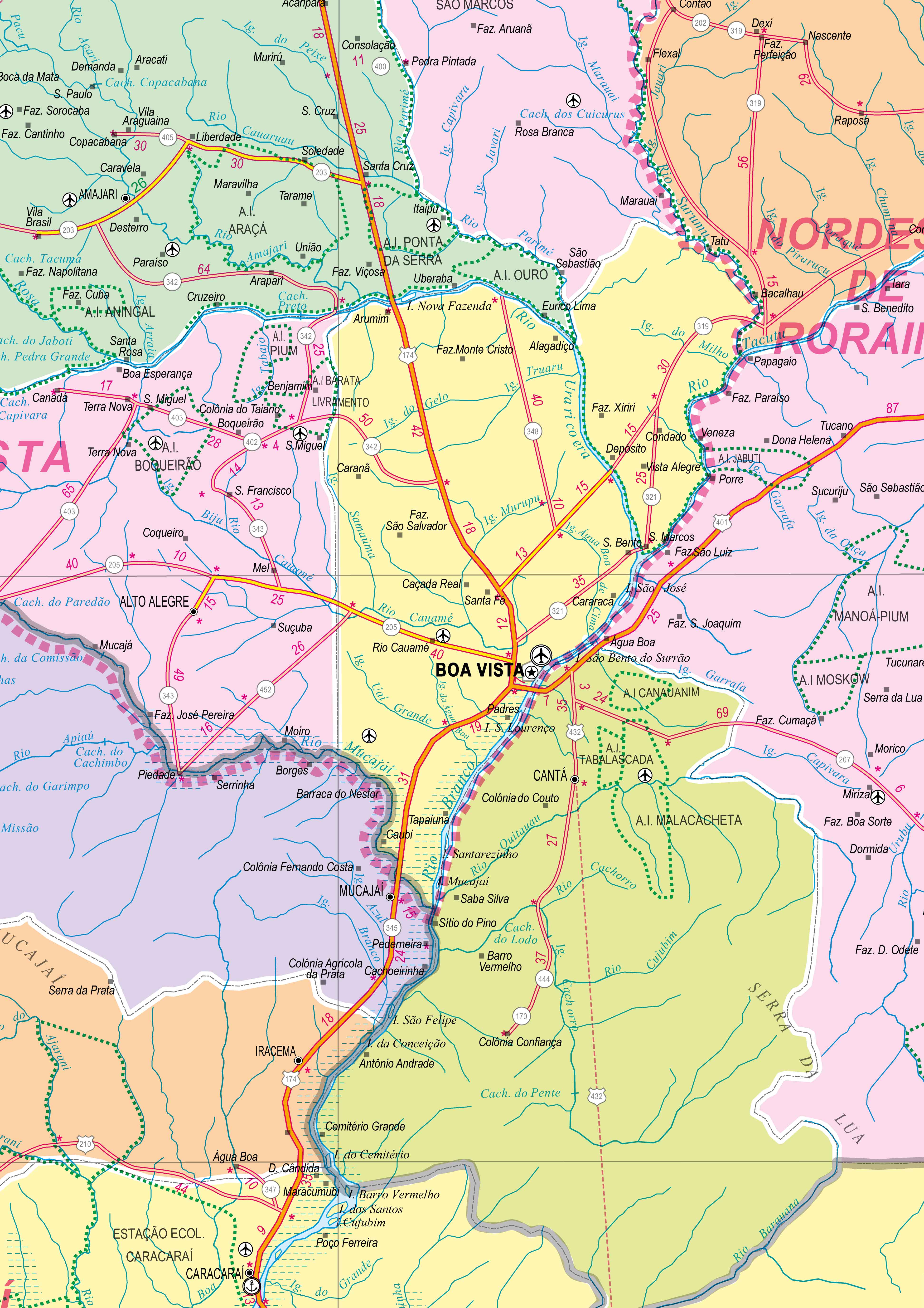 Ref. 530 Mapa do Estado de Roraima Político e Rodoviário - Formato 0,90x1,20m