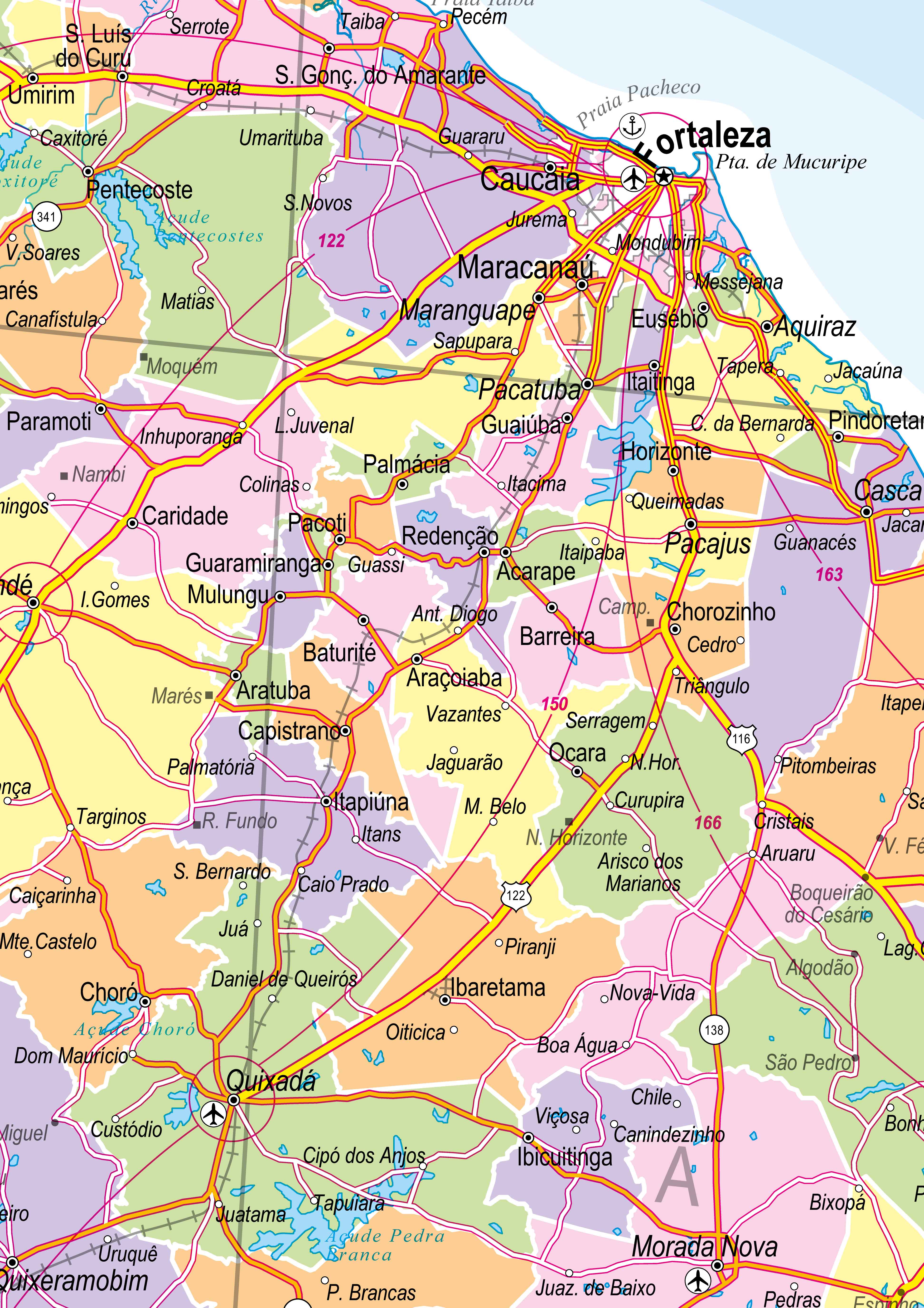 Ref. 533 Mapa do Estado do Ceará Político e Rodoviário - Formato 0,90x1,20m