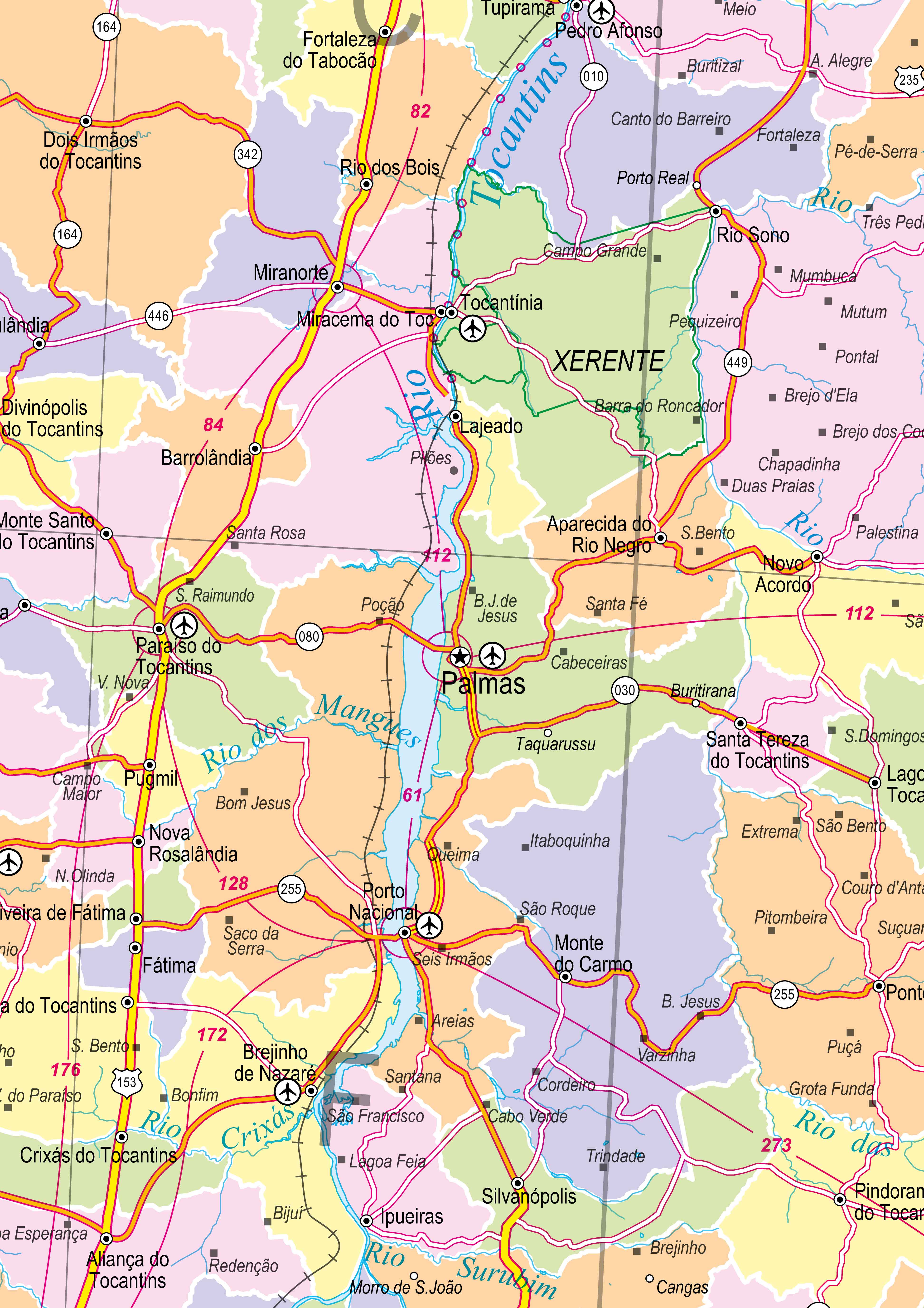 Ref. 534 Mapa do Estado de Tocantins Político e Rodoviário - Formato 0,90x1,20m