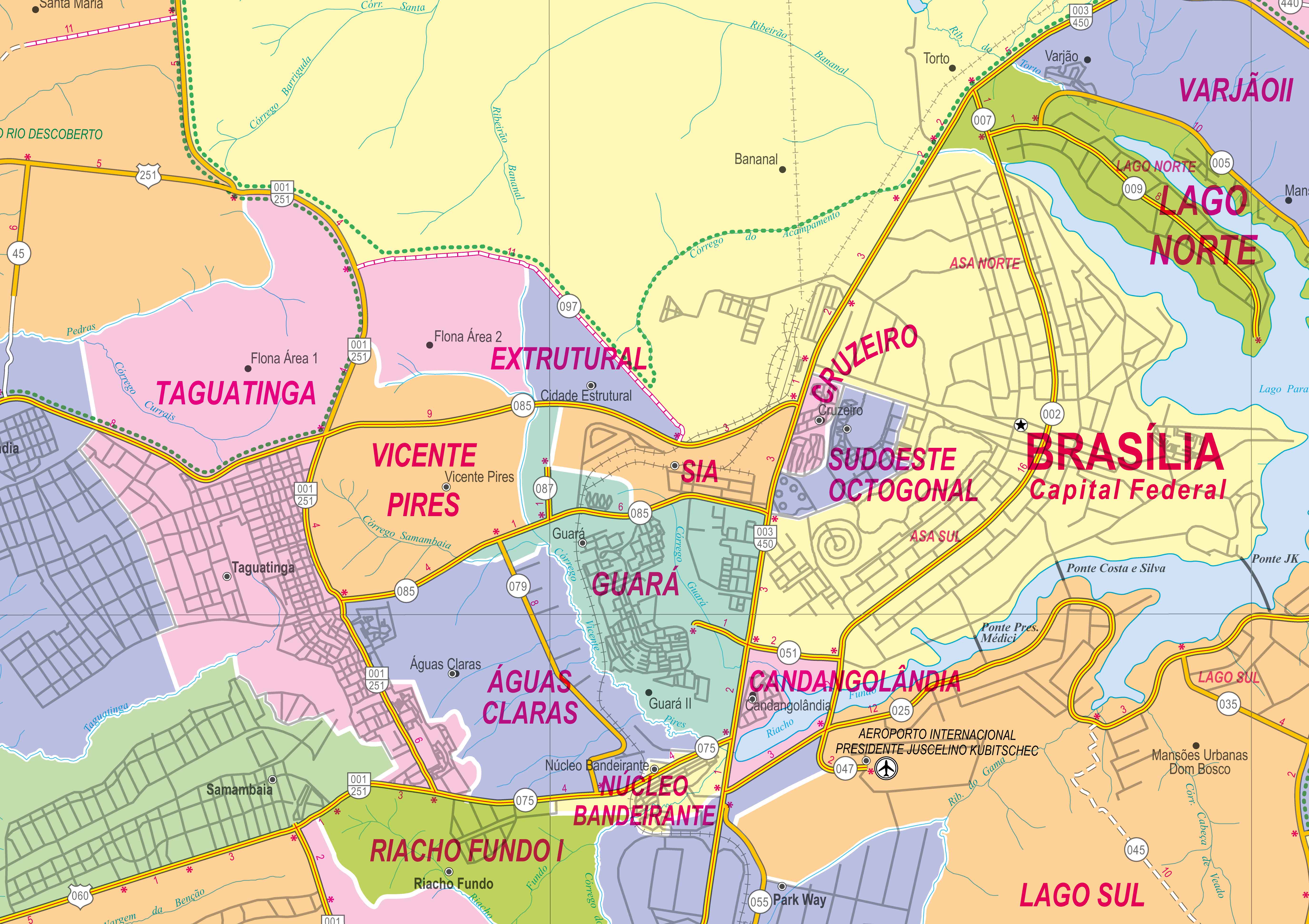 Ref. 540 Mapa do Distrito Federal Político e Rodoviário - Formato 1,20x0,90m