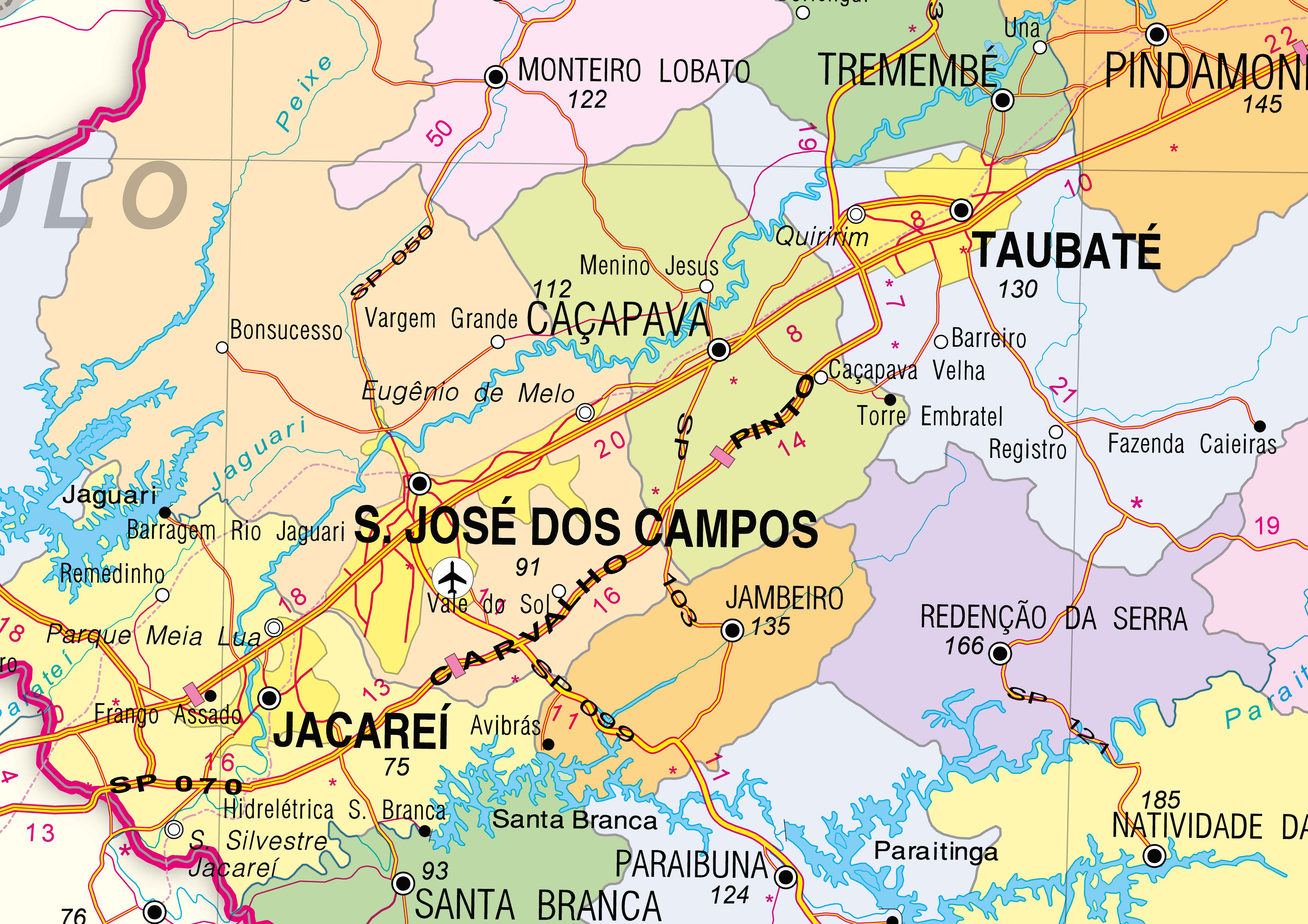 Ref. 591  Mapa do Vale da Paraíba - Formato 1.20x0.90m