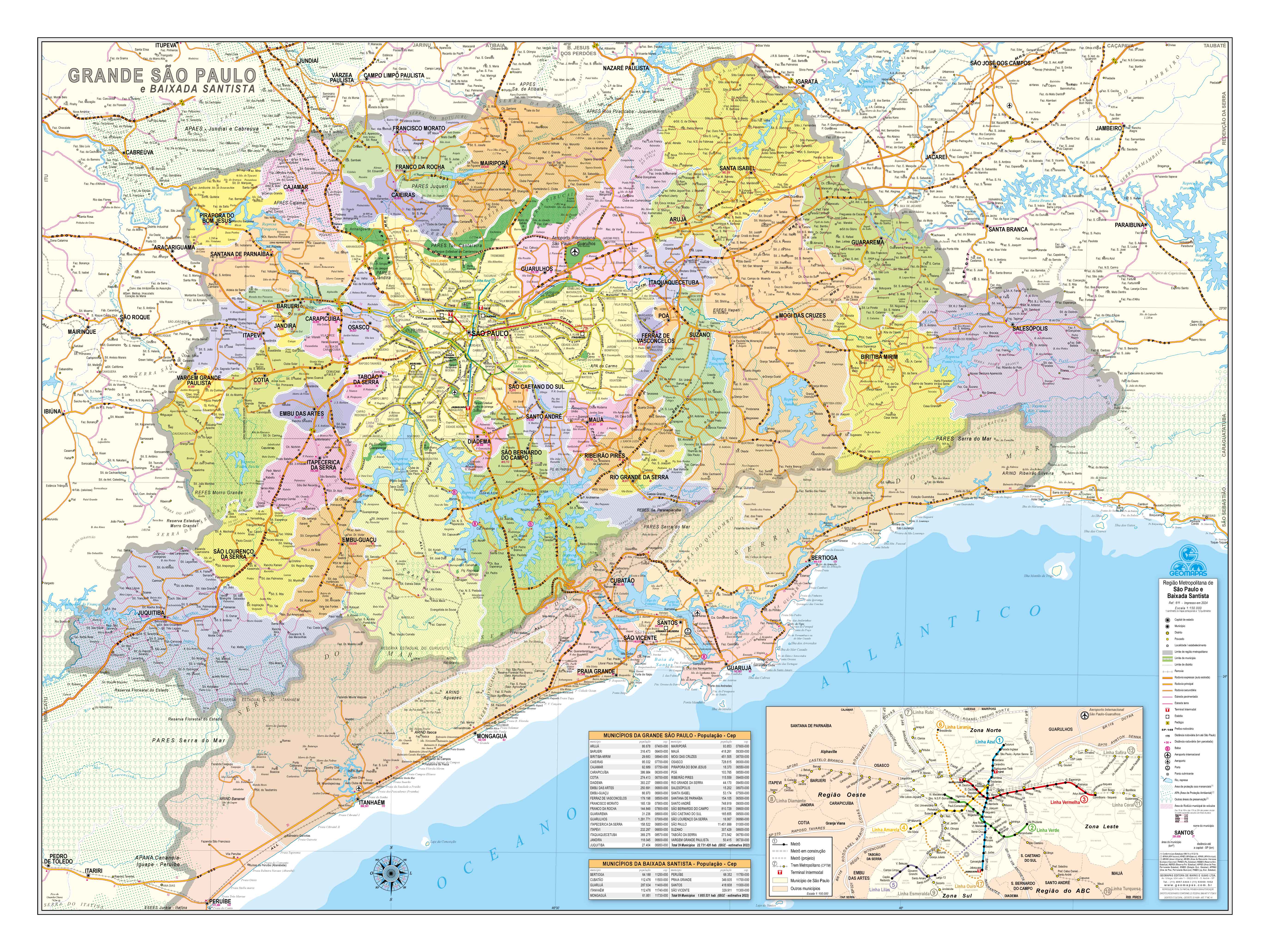 Ref. 611  Mapa da Grande São Paulo - Formato 1.20x0.90m