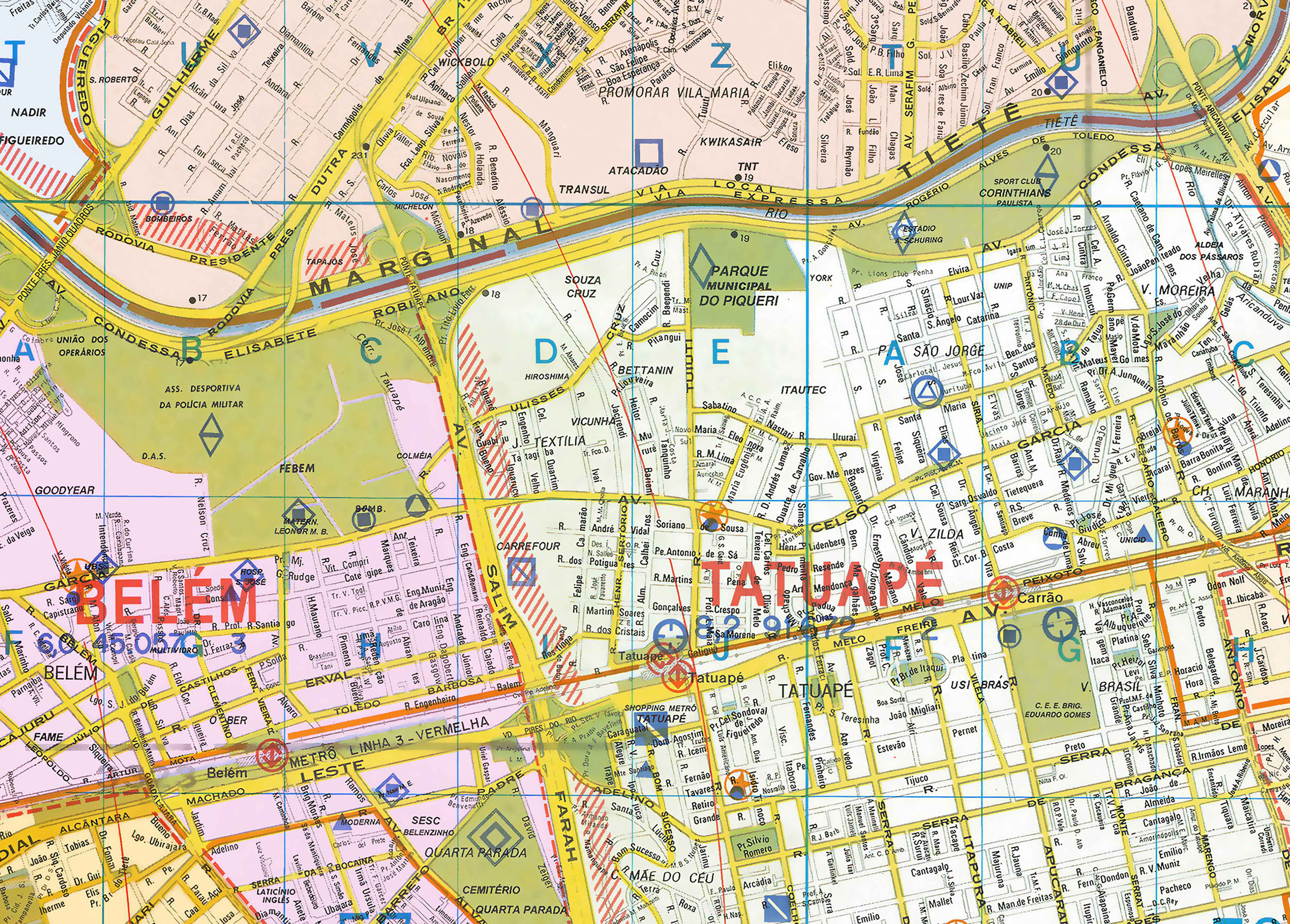 Ref. 878 Planta da Zona Leste e Sudeste de São Paulo - Formato:1.42x1.20m